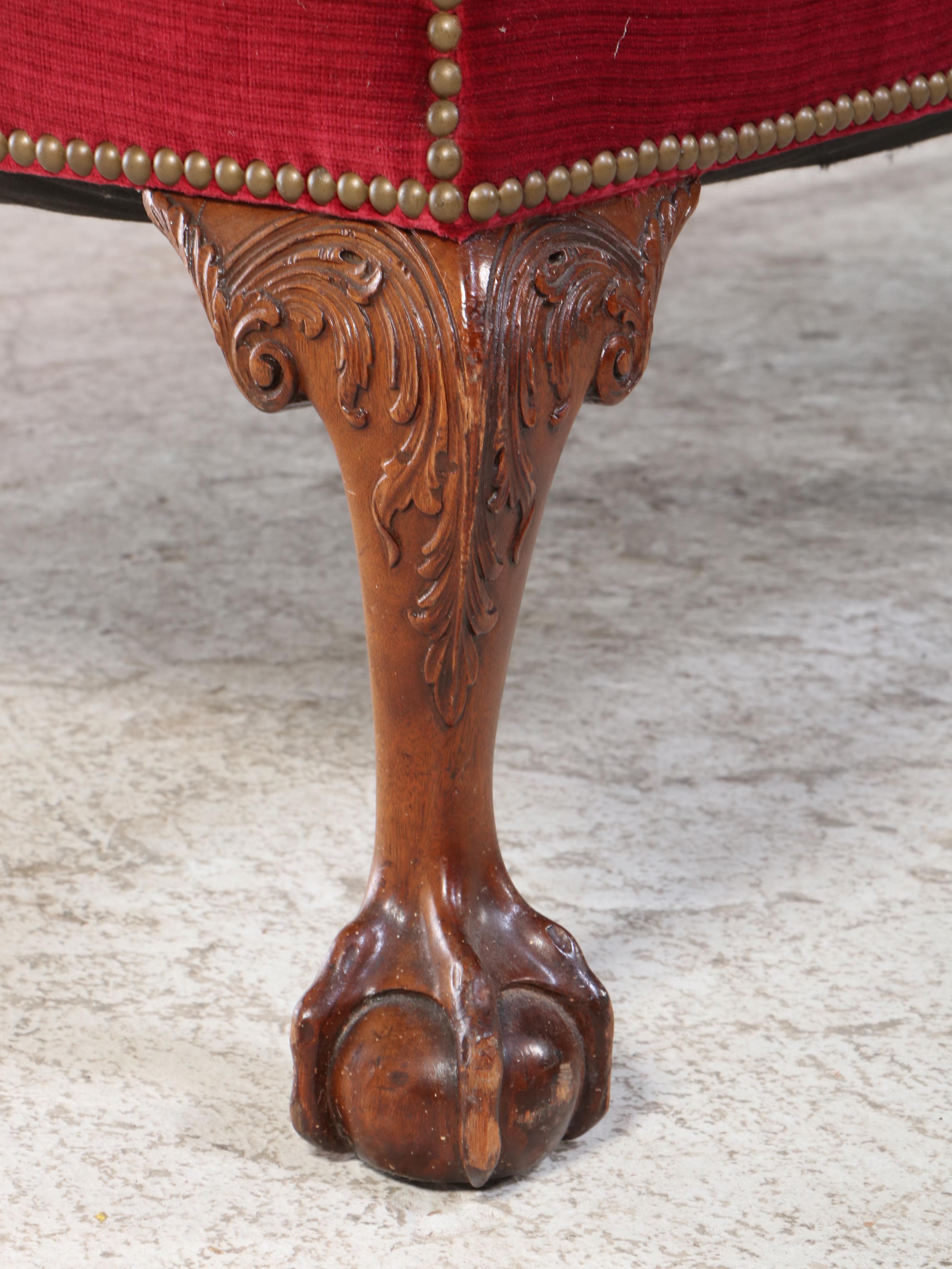 Chippendale Style Carved Mahogany Camelback Sofa, Early 20th Century