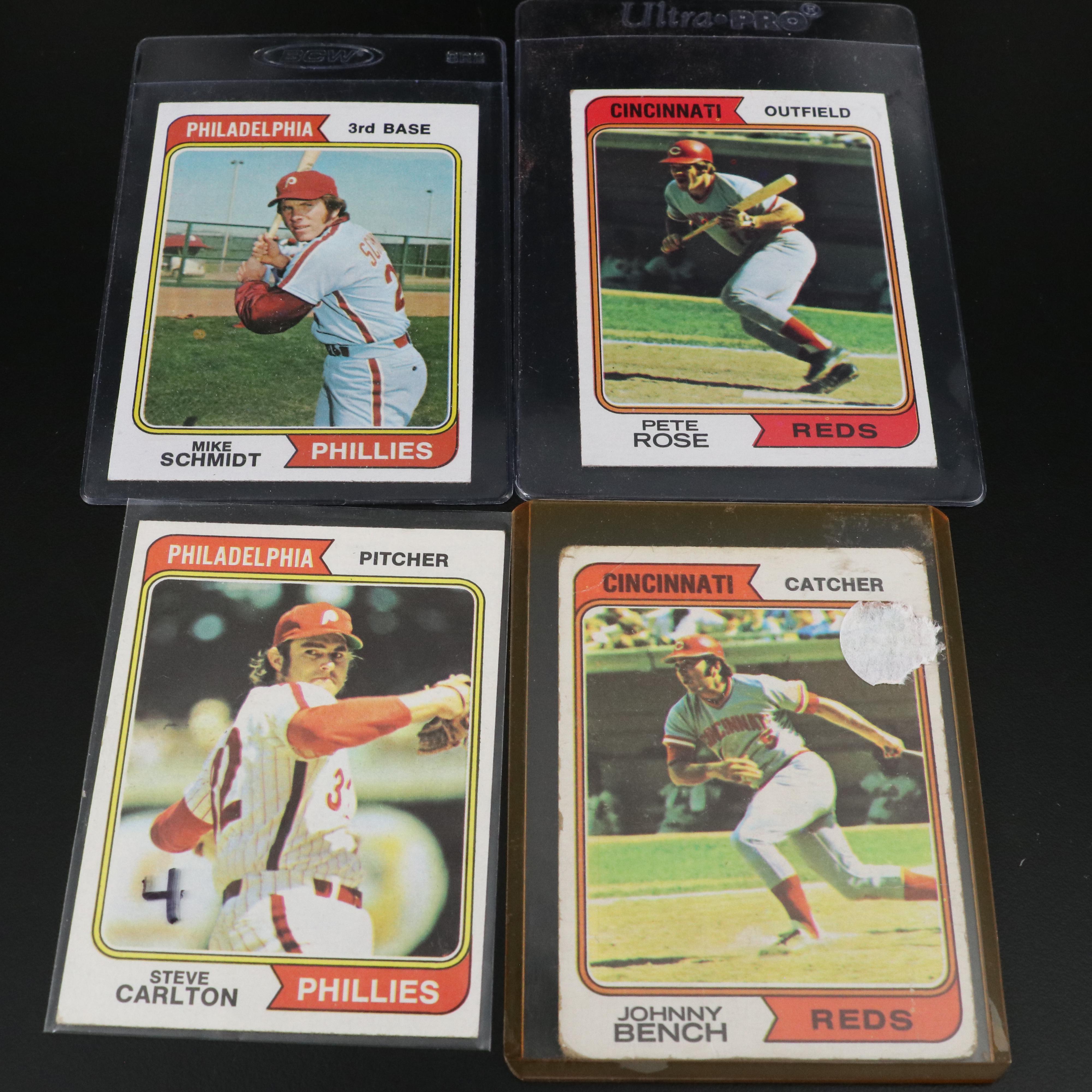 1974 Topps Baseball Cards Featuring Pete Rose, Nolan Ryan, Hank Aaron, and More
