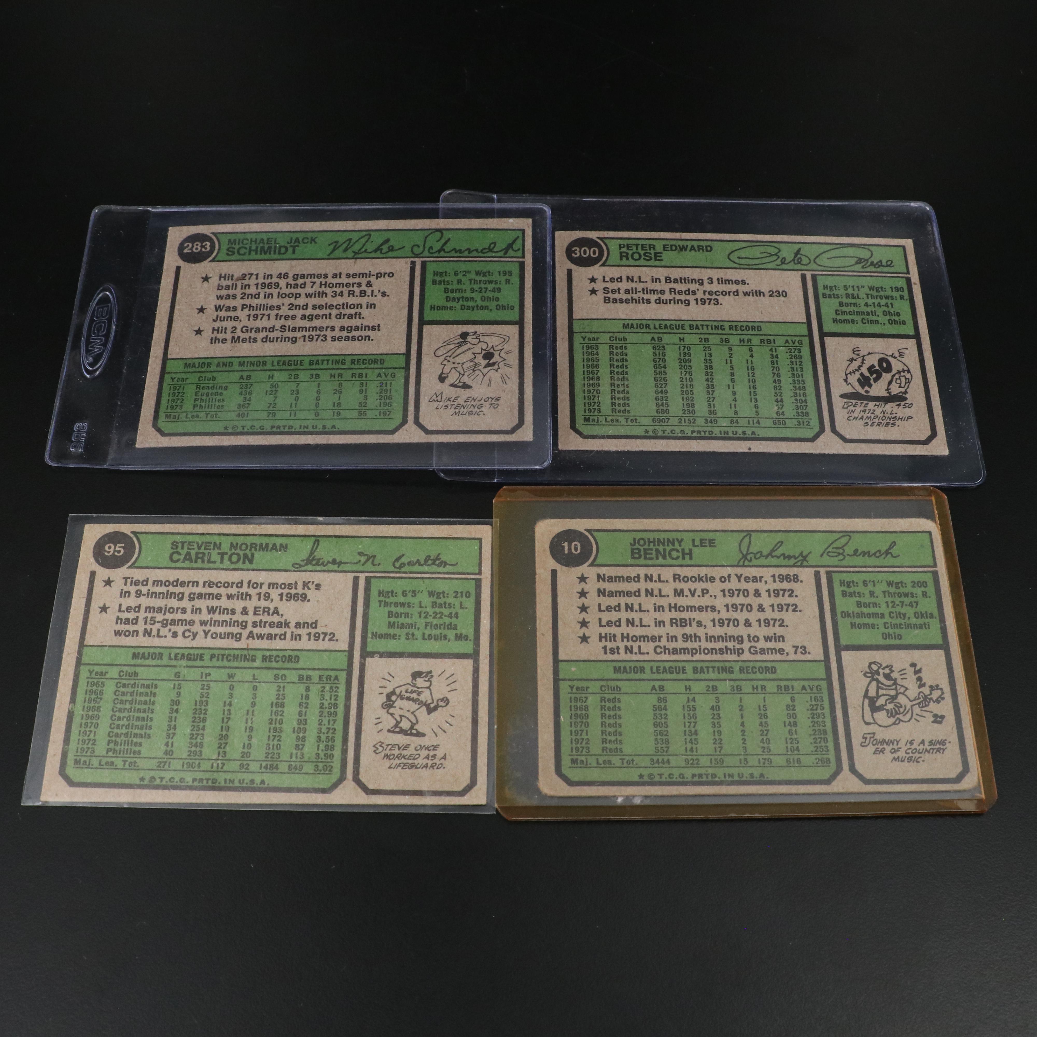 1974 Topps Baseball Cards Featuring Pete Rose, Nolan Ryan, Hank Aaron, and More