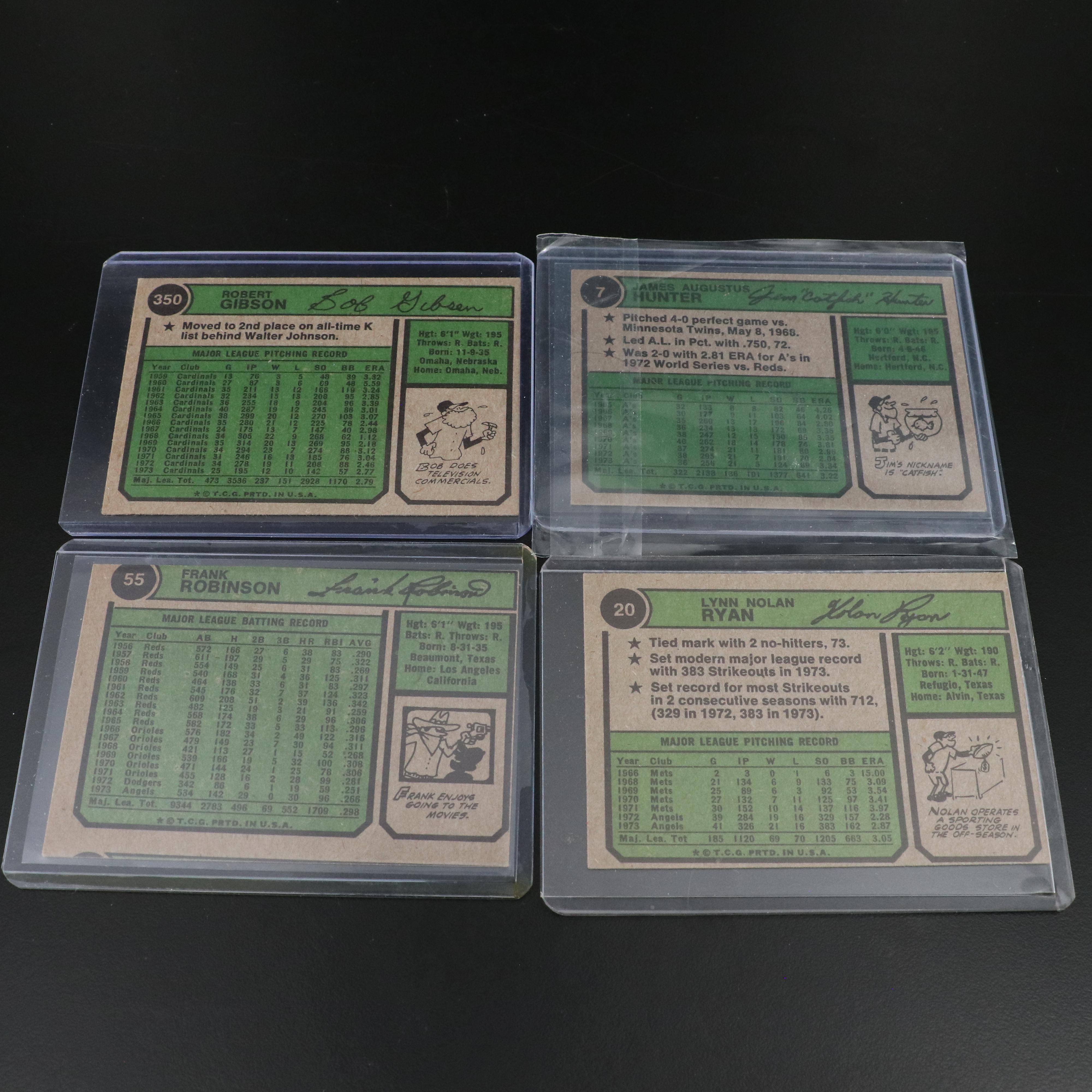 1974 Topps Baseball Cards Featuring Pete Rose, Nolan Ryan, Hank Aaron, and More