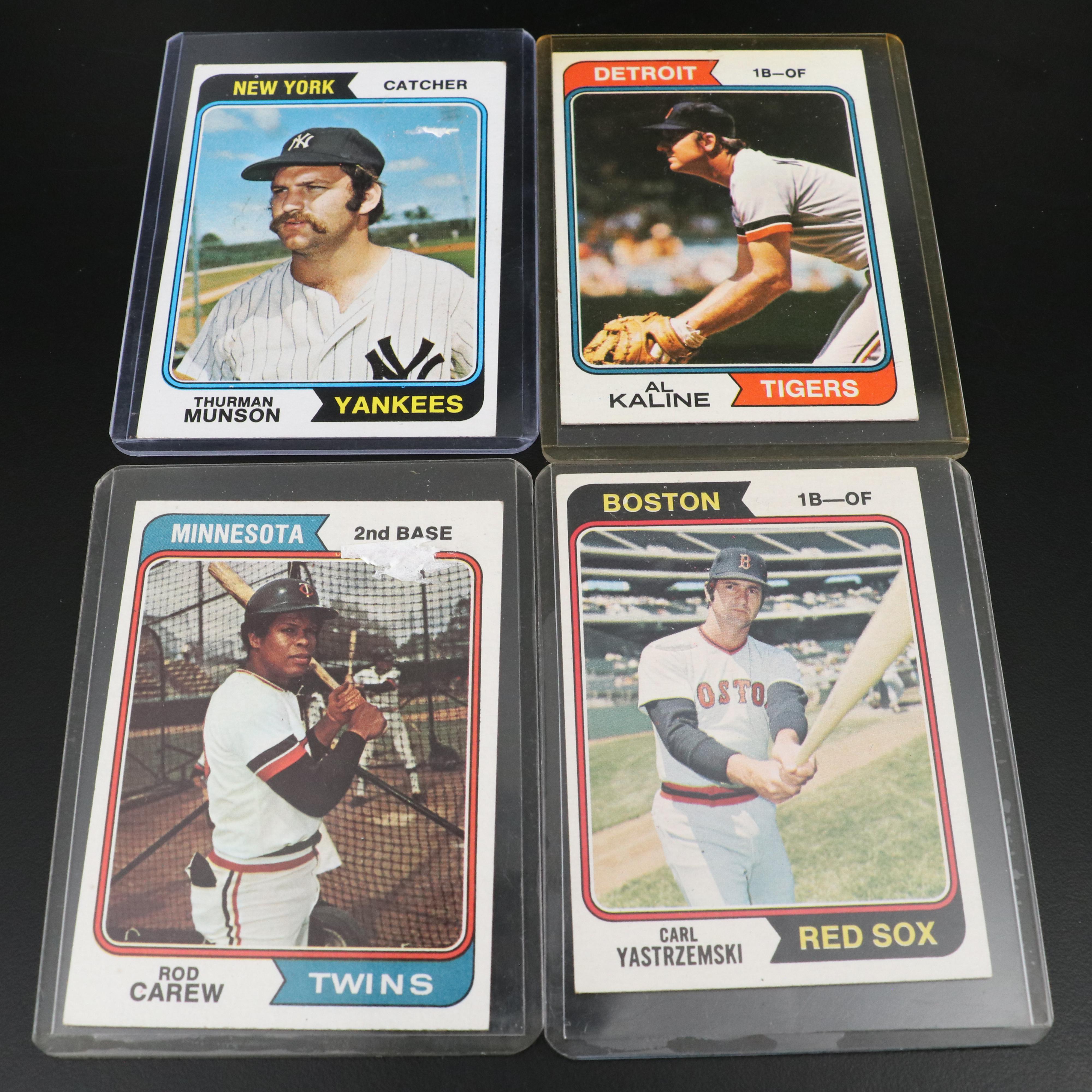 1974 Topps Baseball Cards Featuring Pete Rose, Nolan Ryan, Hank Aaron, and More