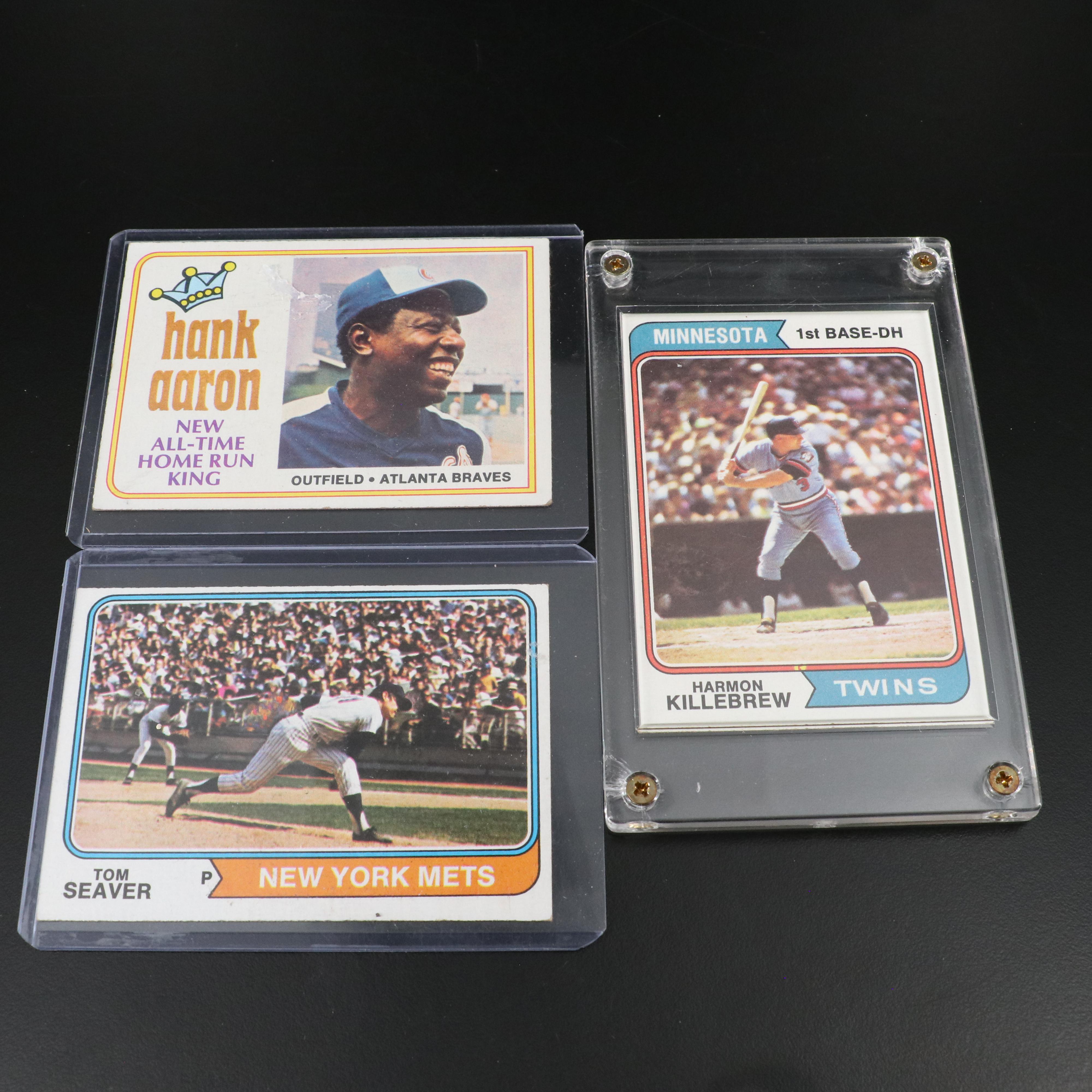 1974 Topps Baseball Cards Featuring Pete Rose, Nolan Ryan, Hank Aaron, and More