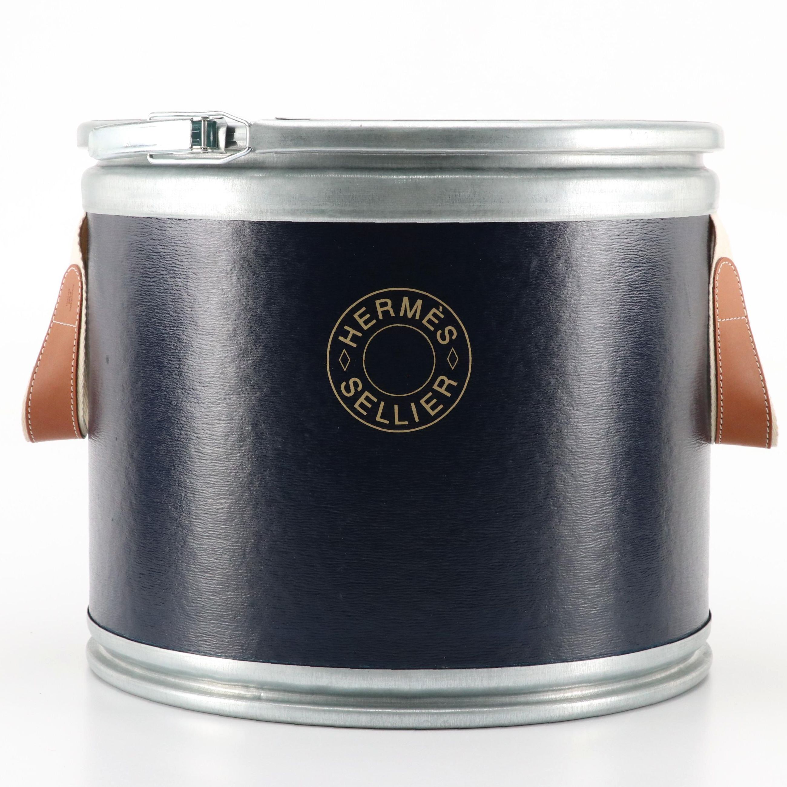 Hermès Sellier Saddle Box Storage Cylinder in Recycled Cardboard/Kraft Paper