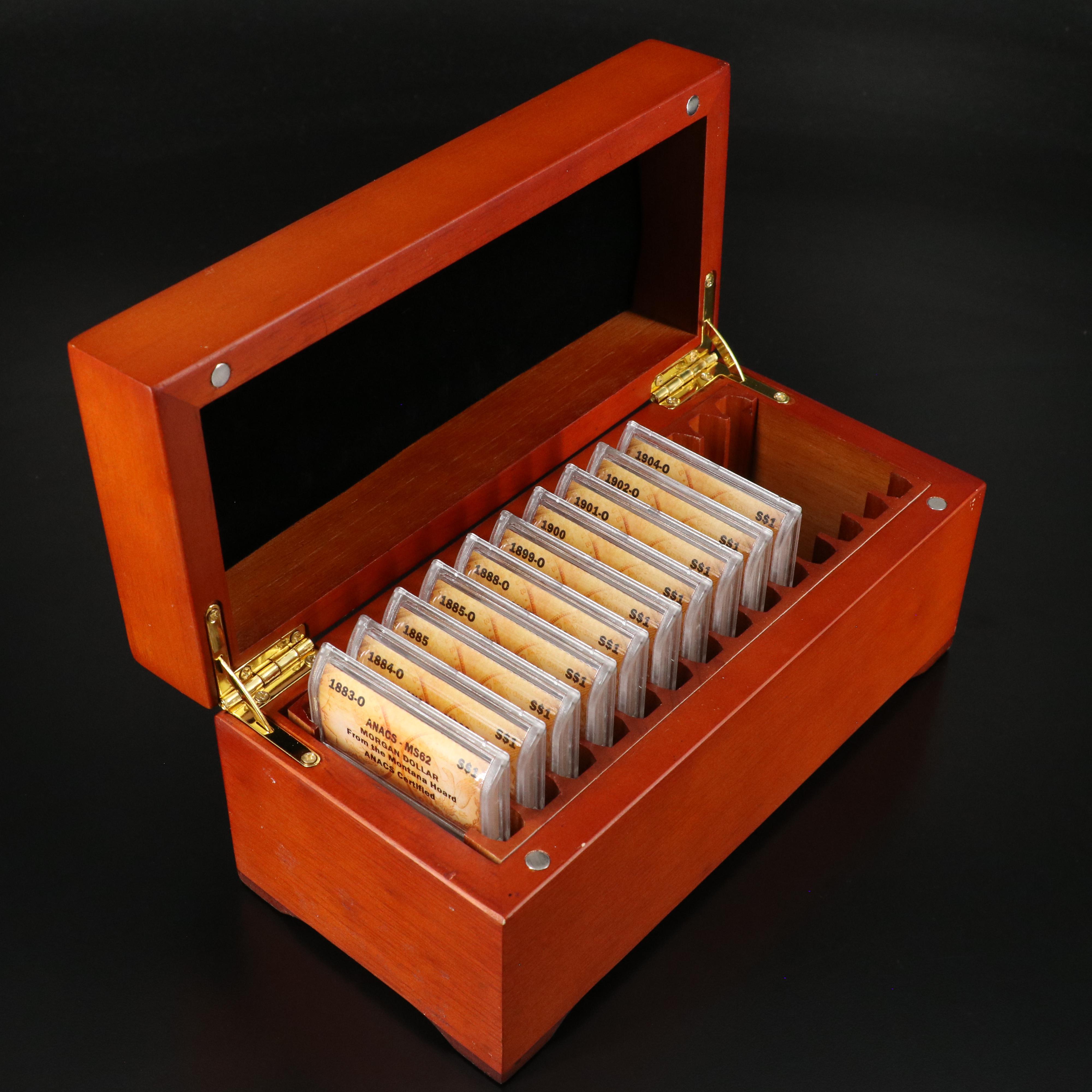 Group of 10 Different ANACS MS62 Morgan Silver Dollars from the Montana Hoard