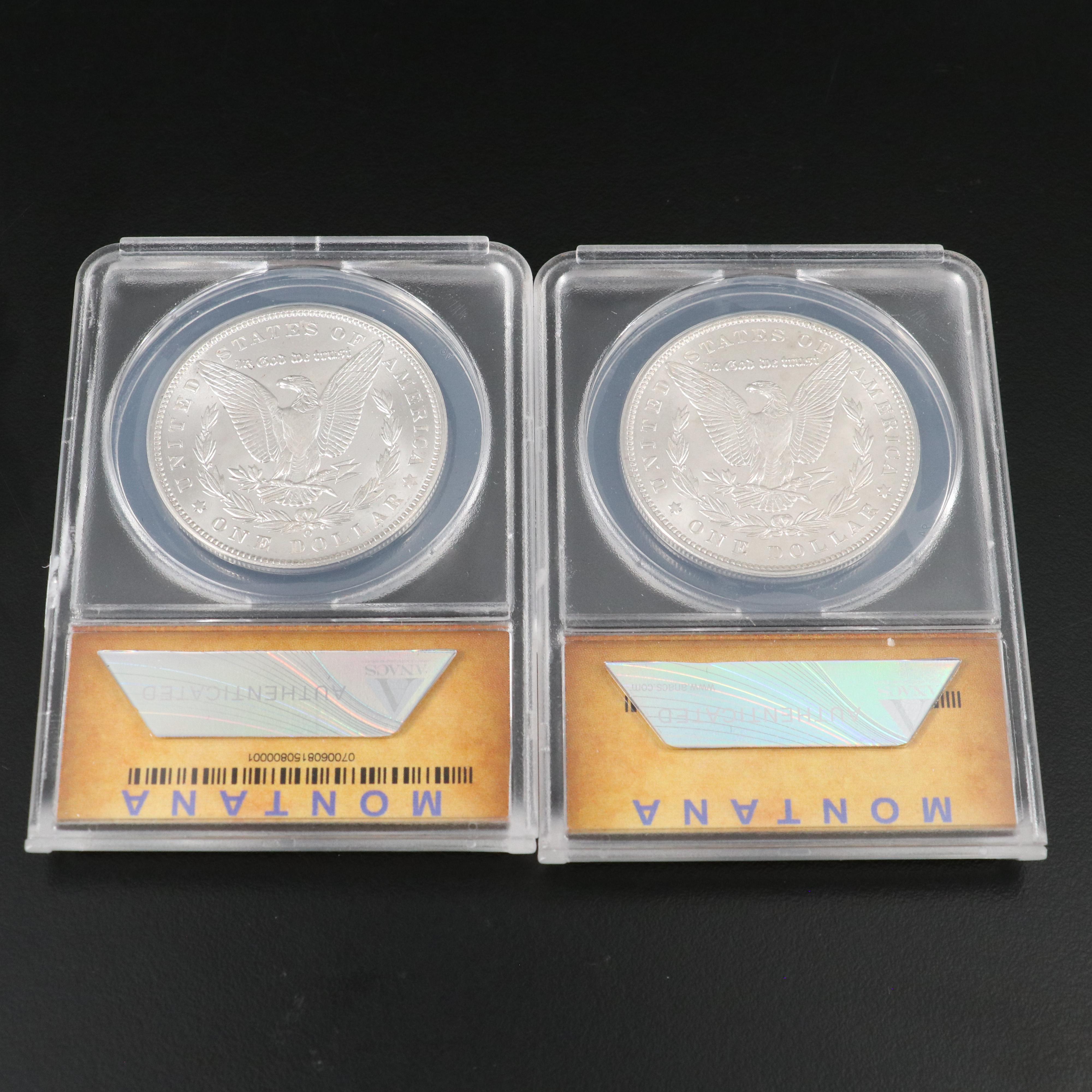 Group of 10 Different ANACS MS62 Morgan Silver Dollars from the Montana Hoard