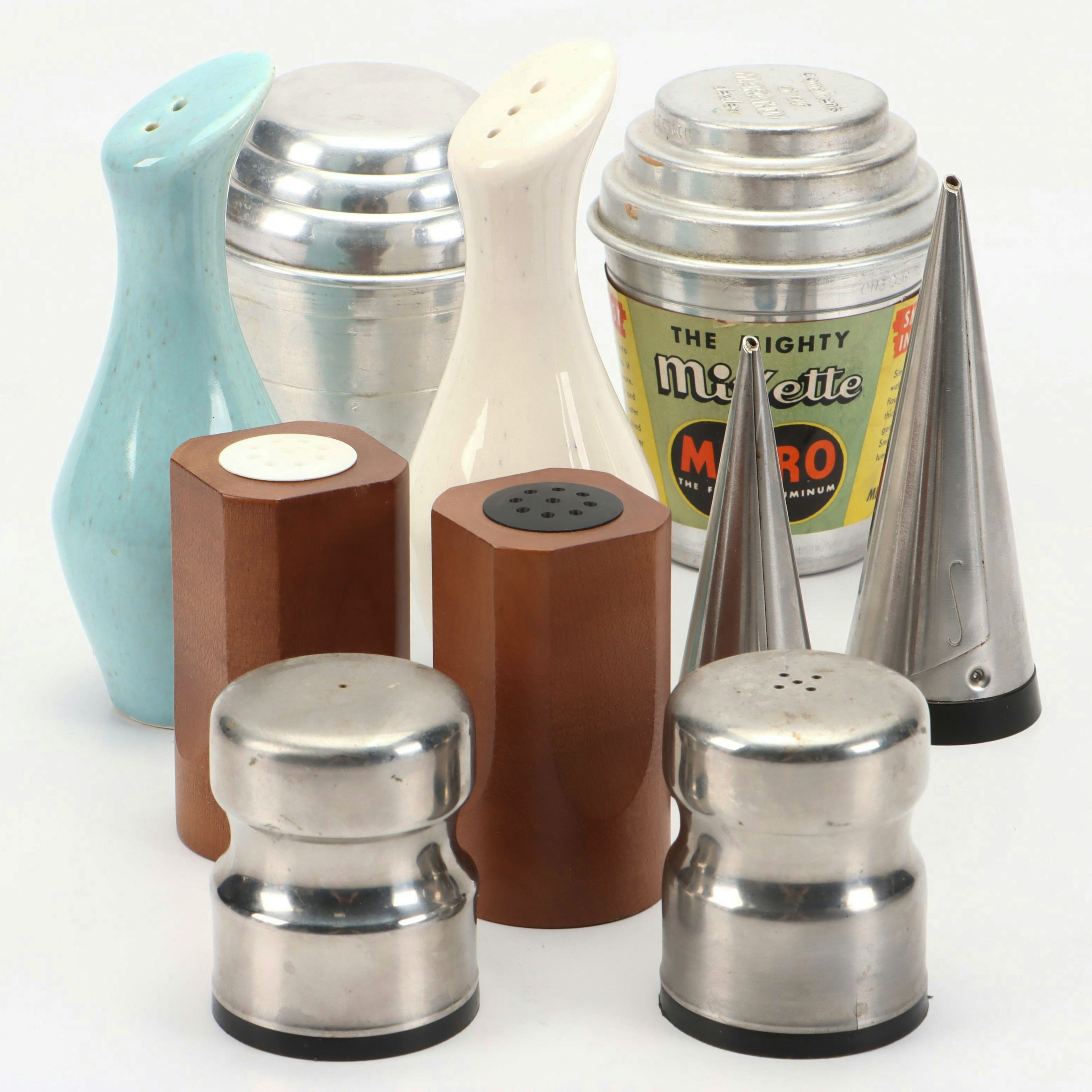 Stainless Steel, Wooden, and Other Shaker Sets with Aluminum Measuring Cup