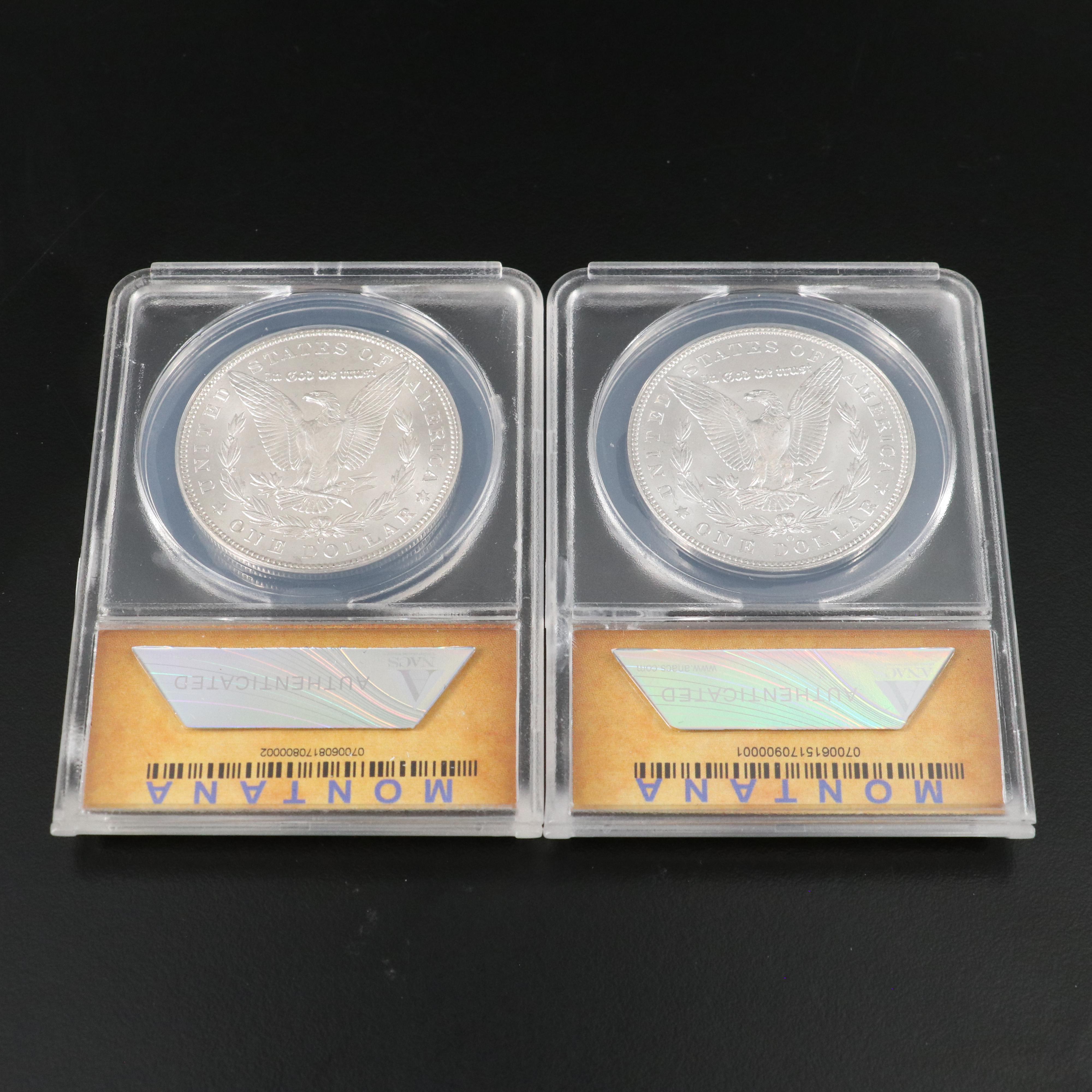 Group of 10 Different ANACS MS62 Morgan Silver Dollars from the Montana Hoard