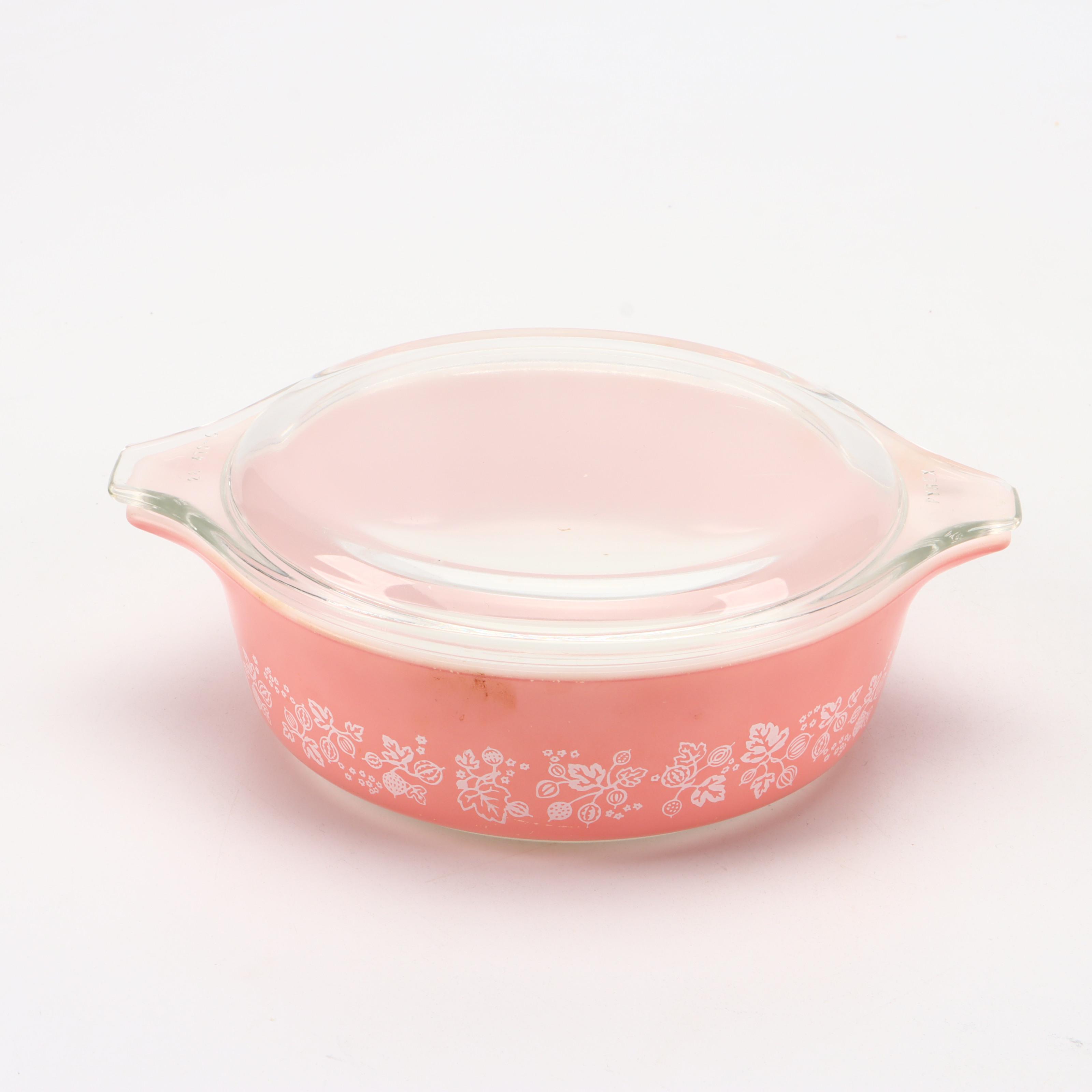 Pyrex "Gooseberry Pink" and Other Glass Bakeware, Mid-20th C.