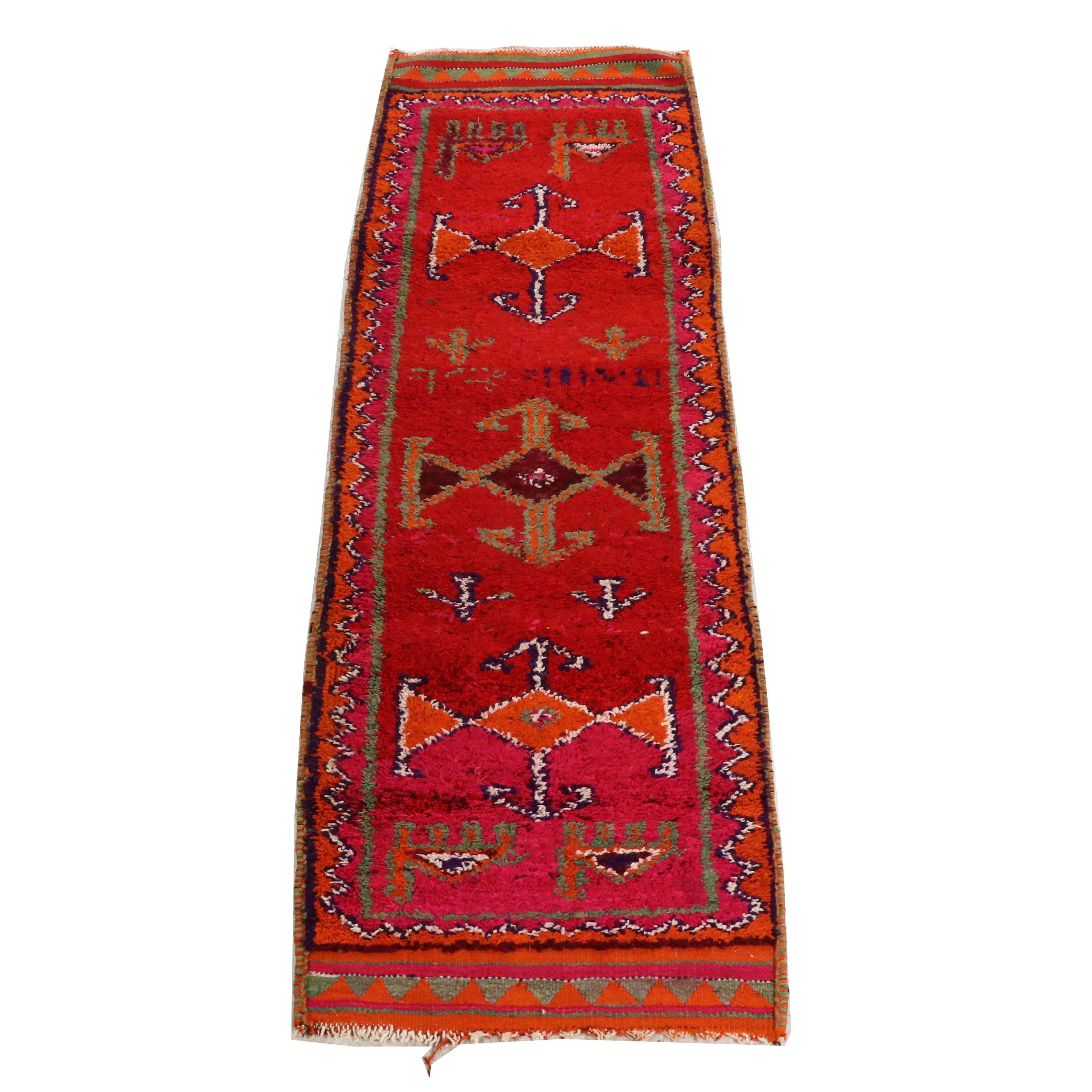 3'4 x 10'2 Hand-Knotted Moroccan Berber Carpet Runner Long Rug
