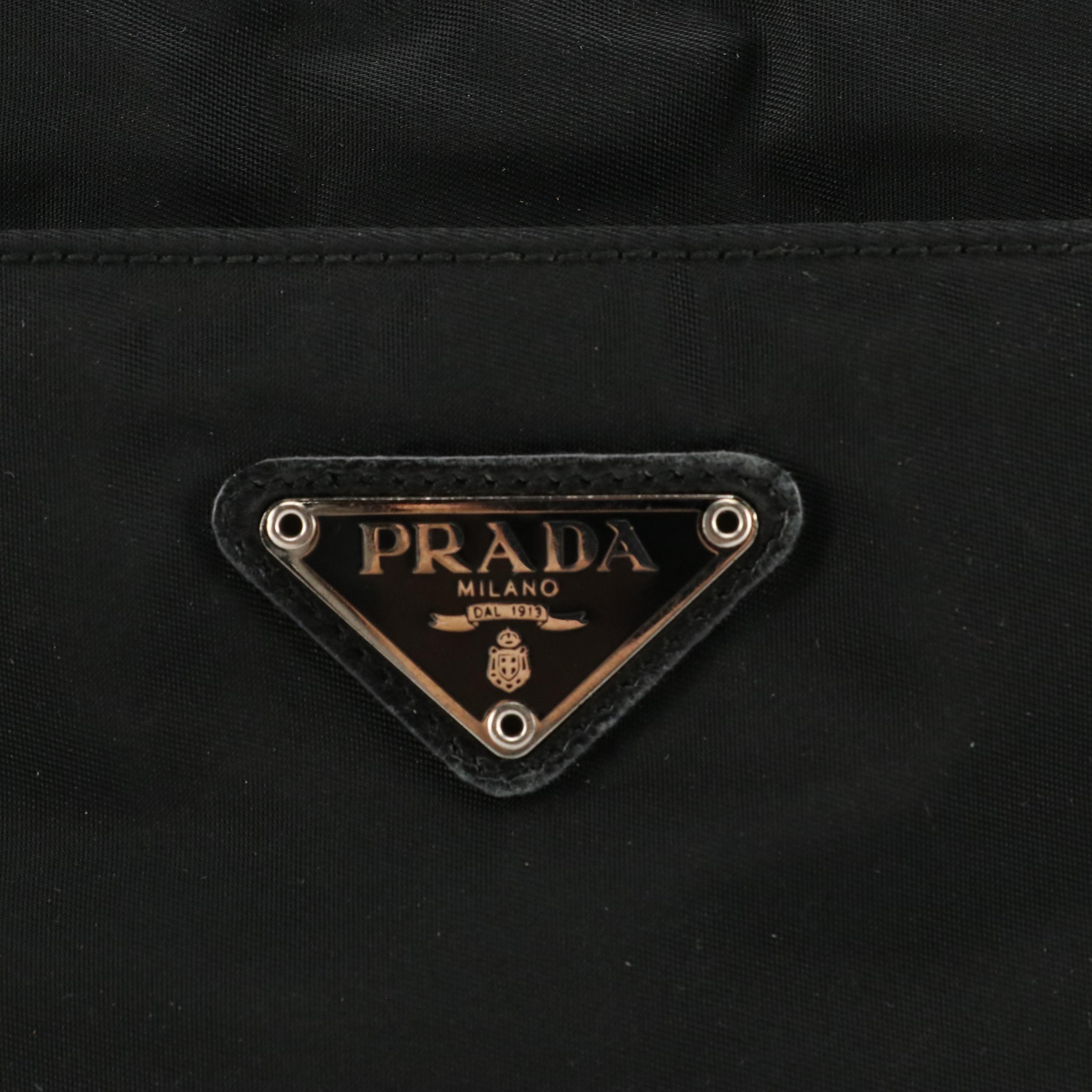 Prada Black Tessuto Nylon and Lambskin Leather Shoulder Bag
