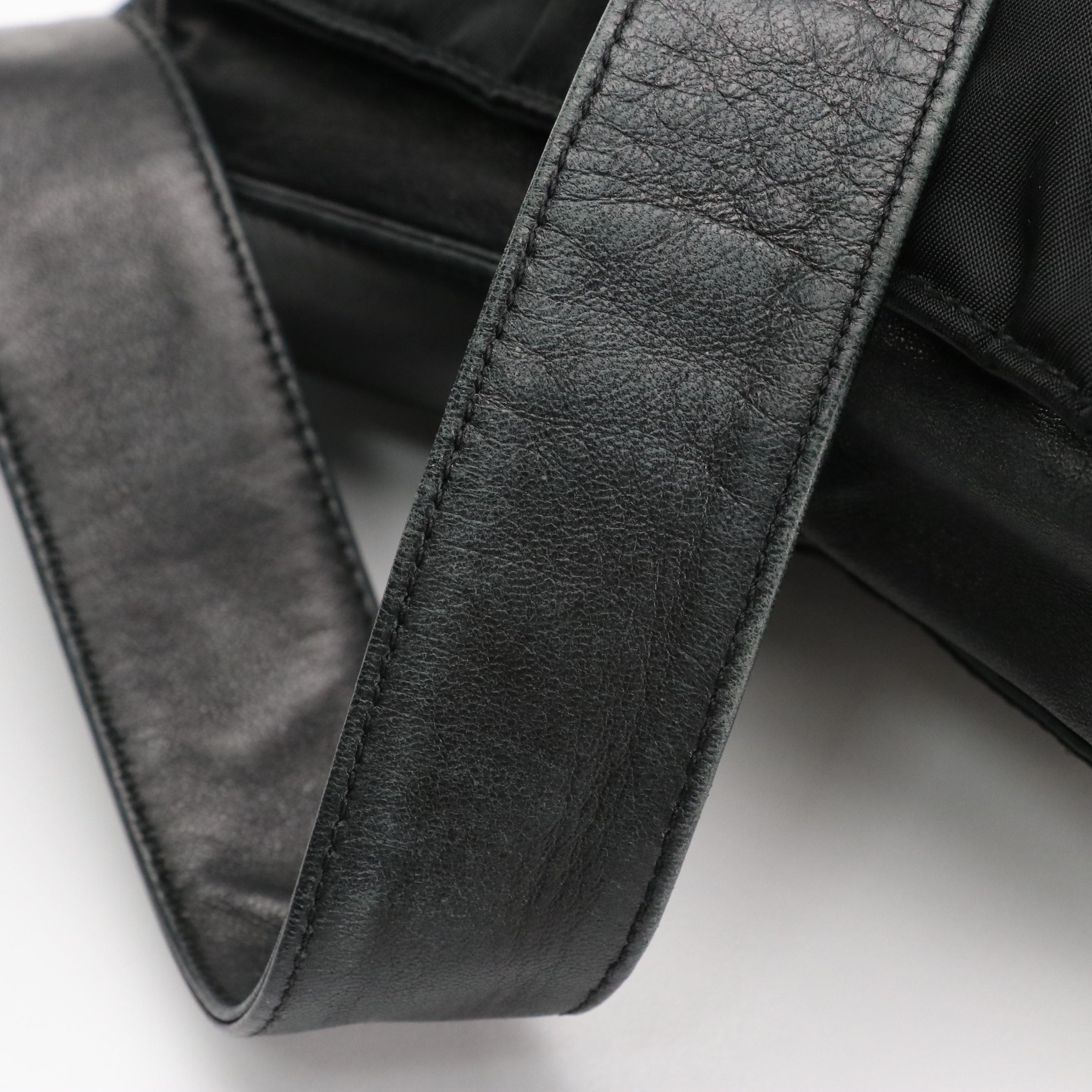 Prada Black Tessuto Nylon and Lambskin Leather Shoulder Bag