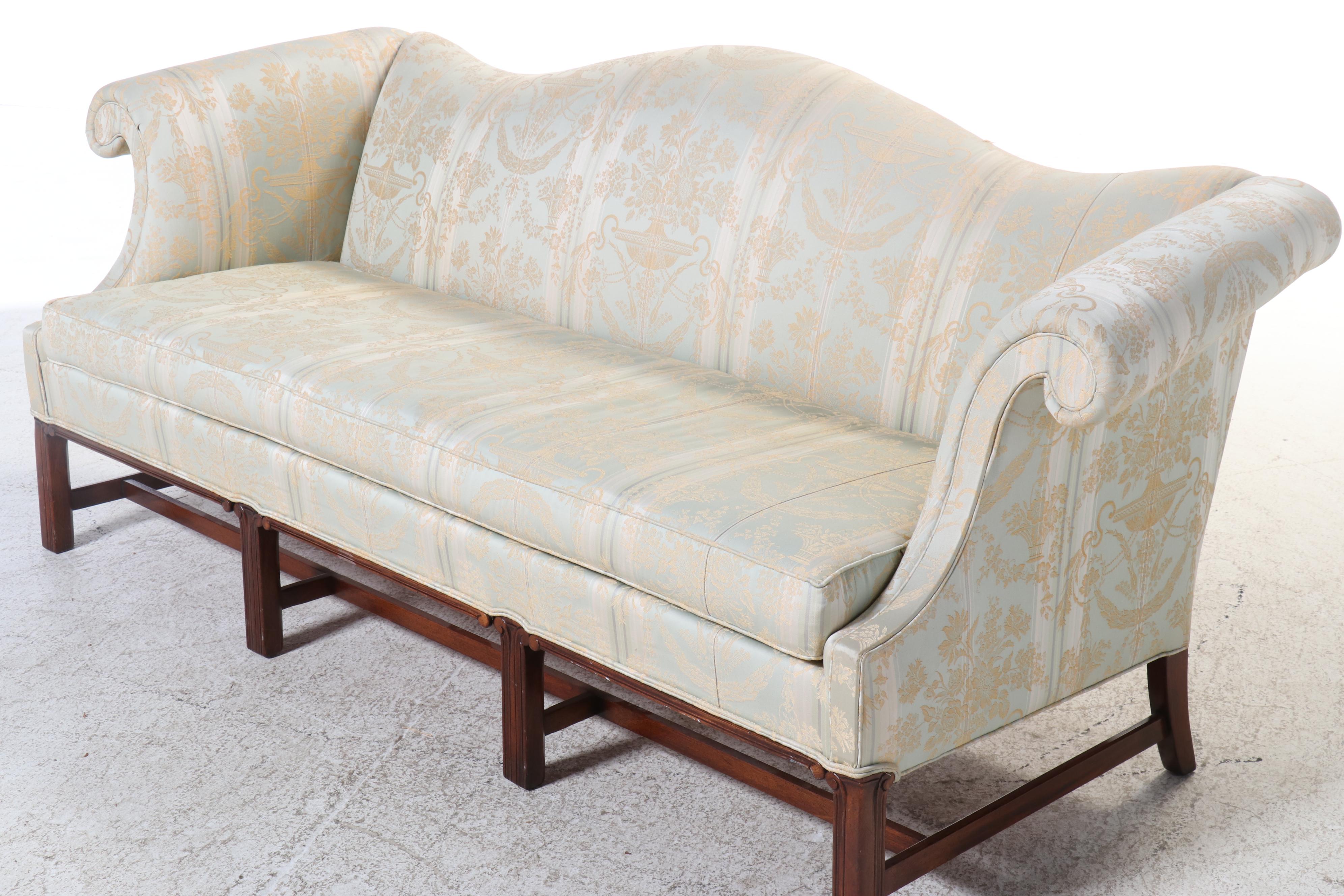 Hickory Chair Chippendale Style Roll Arm Sofa, Mid to Late 20th Century