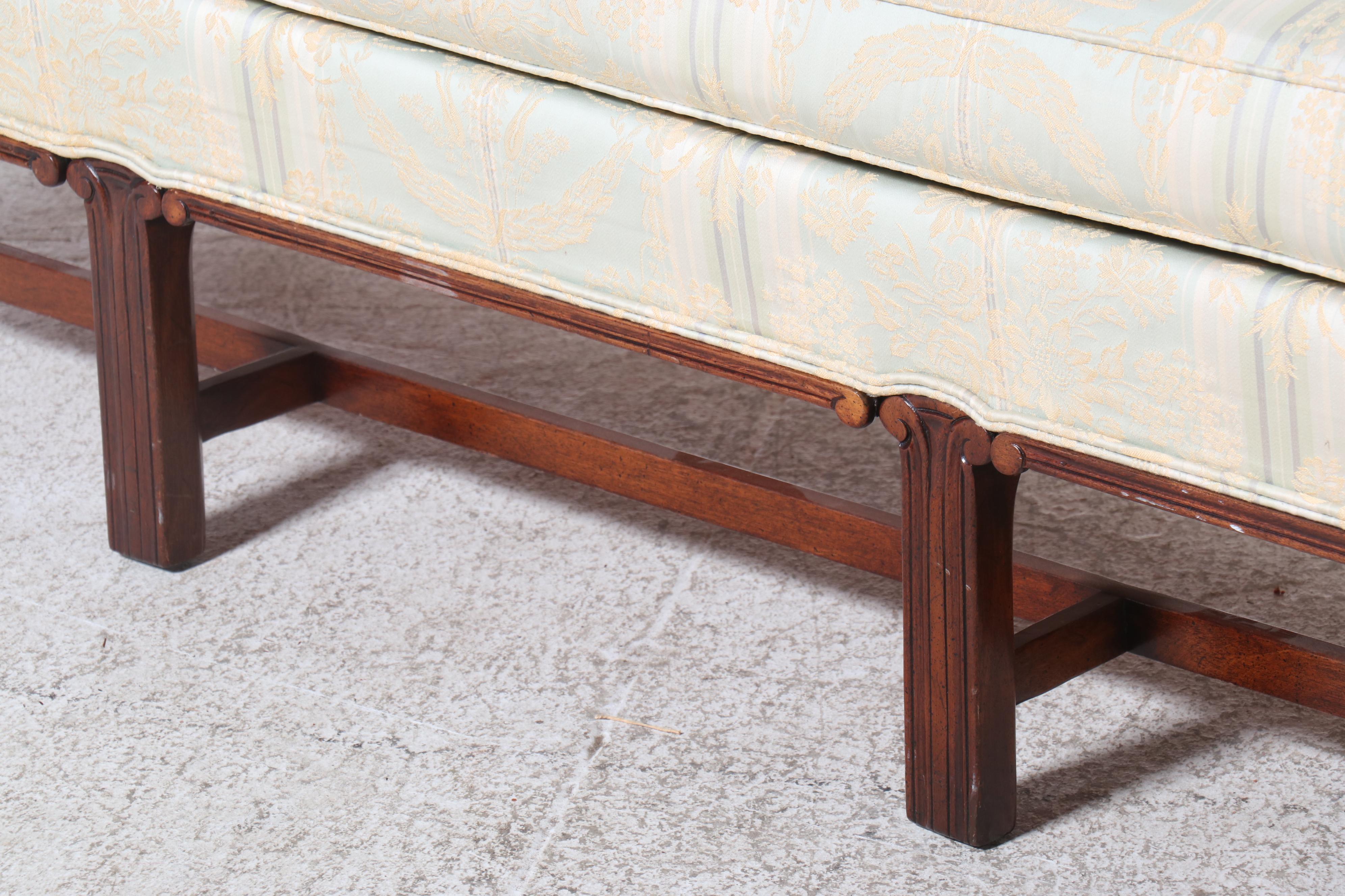 Hickory Chair Chippendale Style Roll Arm Sofa, Mid to Late 20th Century