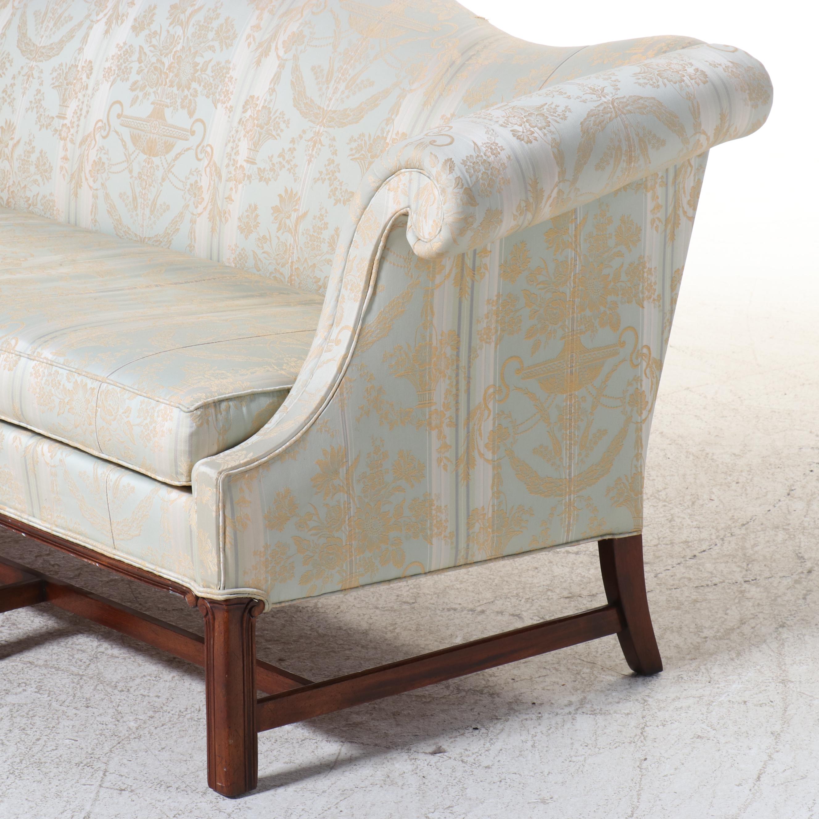 Hickory Chair Chippendale Style Roll Arm Sofa, Mid to Late 20th Century