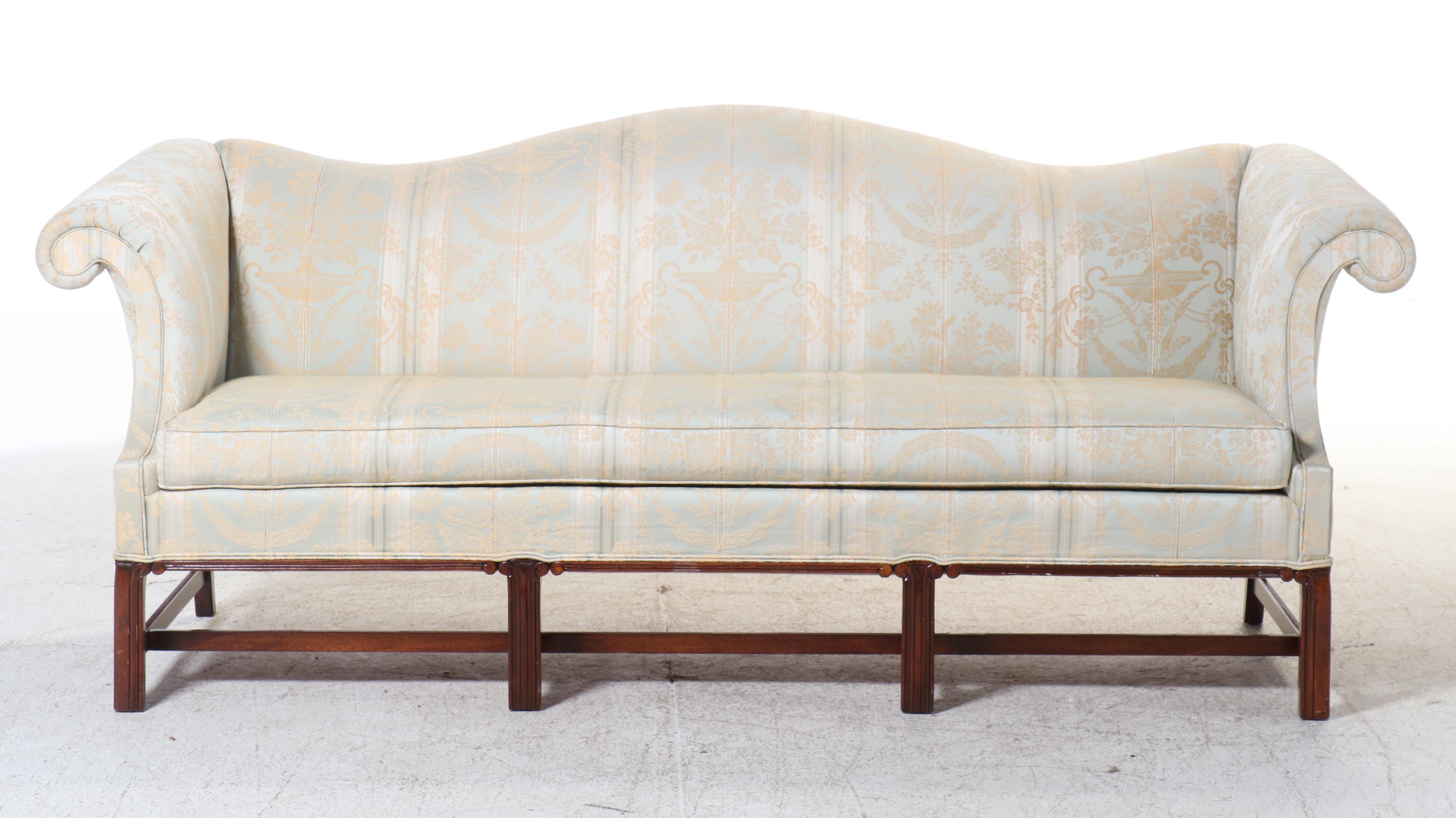 Hickory Chair Chippendale Style Roll Arm Sofa, Mid to Late 20th Century