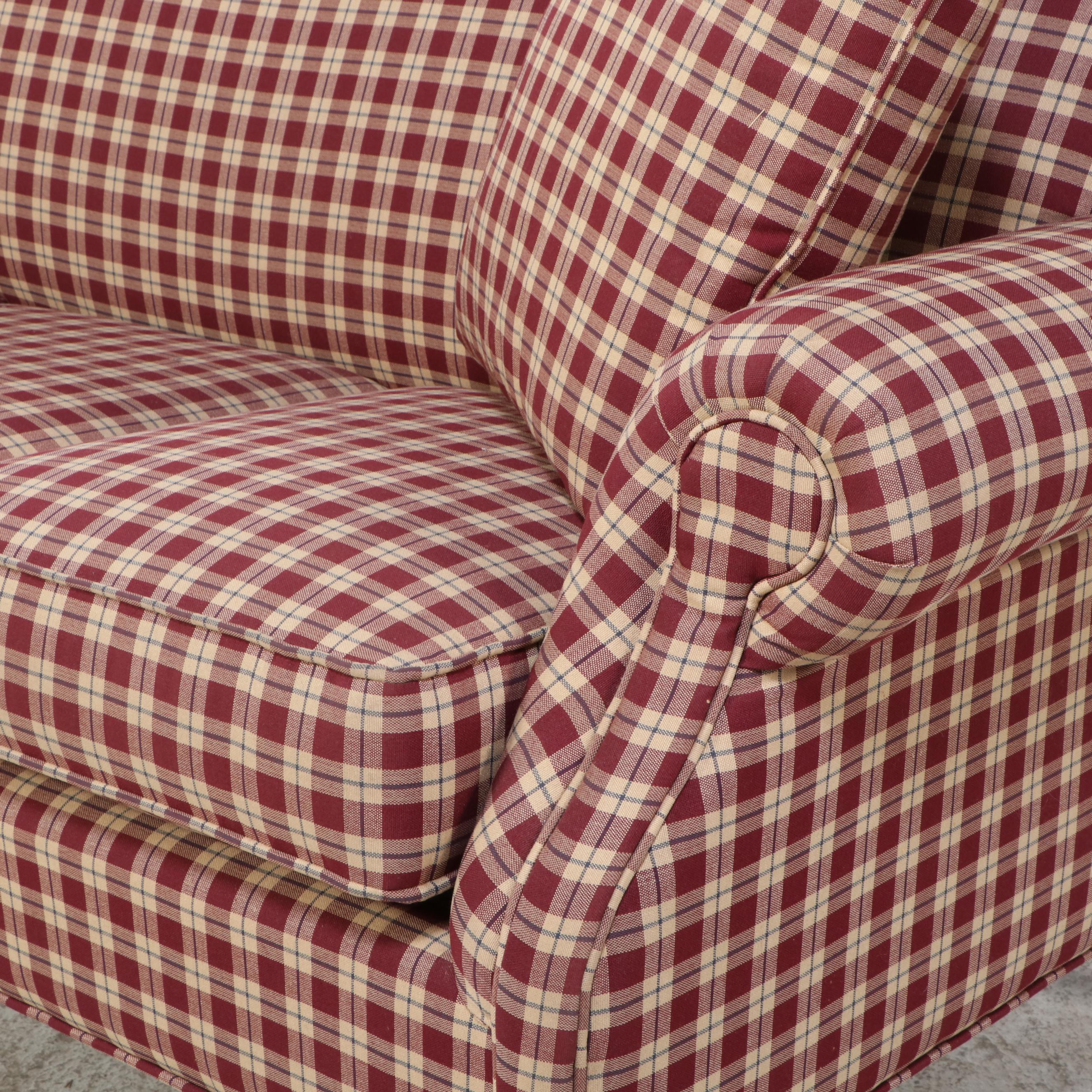 Lancer Inc. Ash and Plaid-Upholstered Roll-Arm Sofa