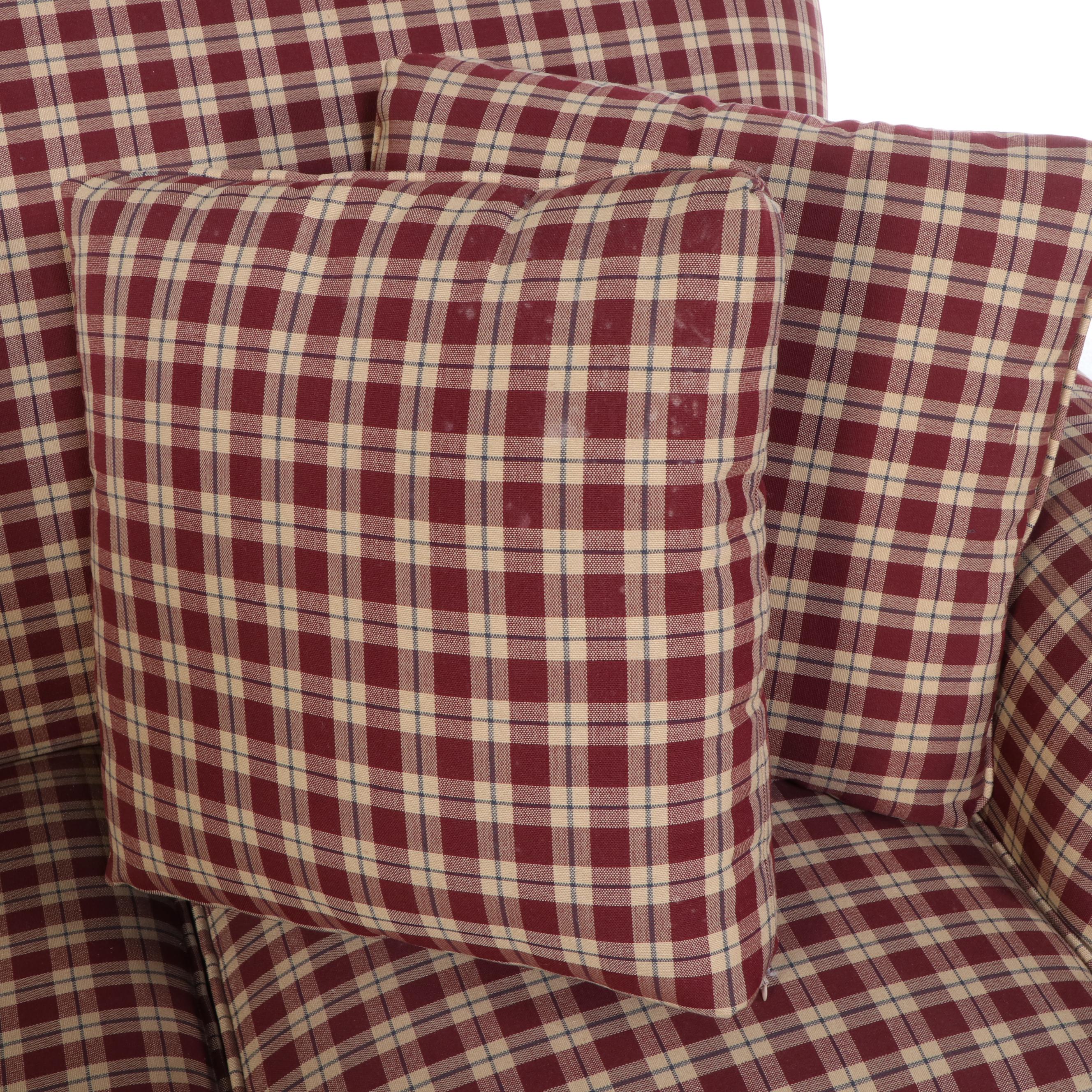 Lancer Inc. Ash and Plaid-Upholstered Roll-Arm Sofa