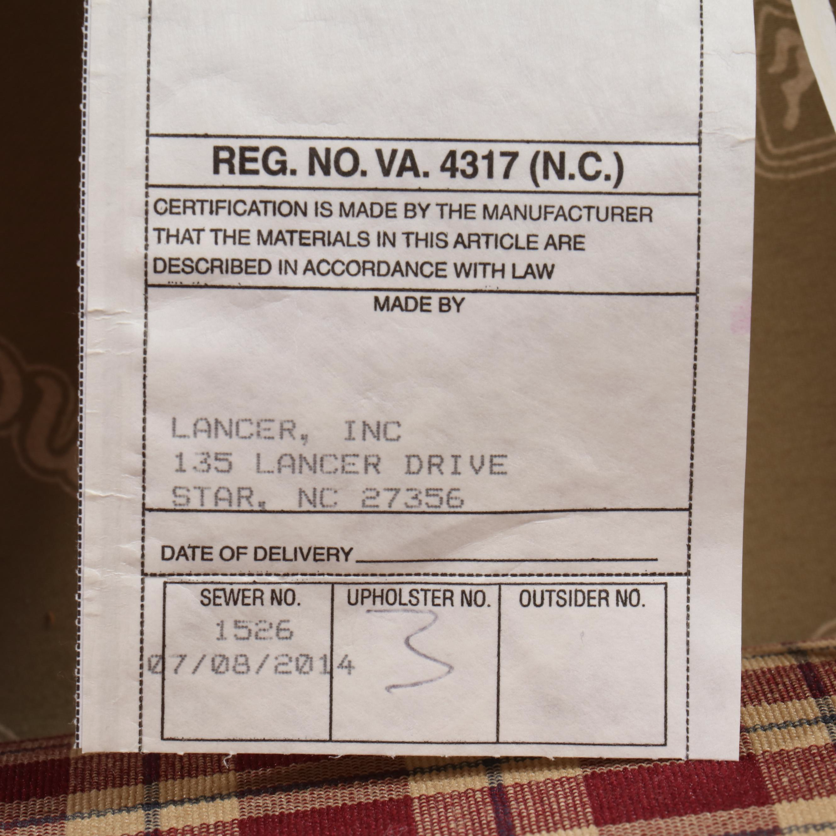 Lancer Inc. Ash and Plaid-Upholstered Roll-Arm Sofa