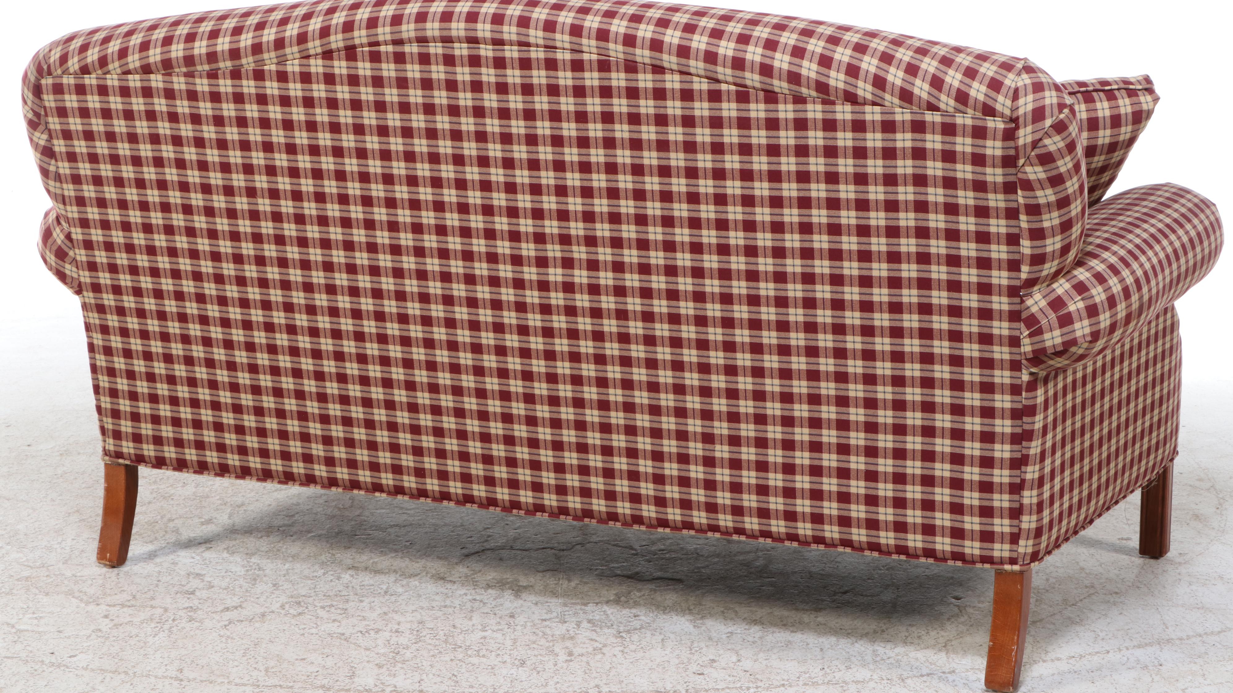 Lancer Inc. Ash and Plaid-Upholstered Roll-Arm Sofa