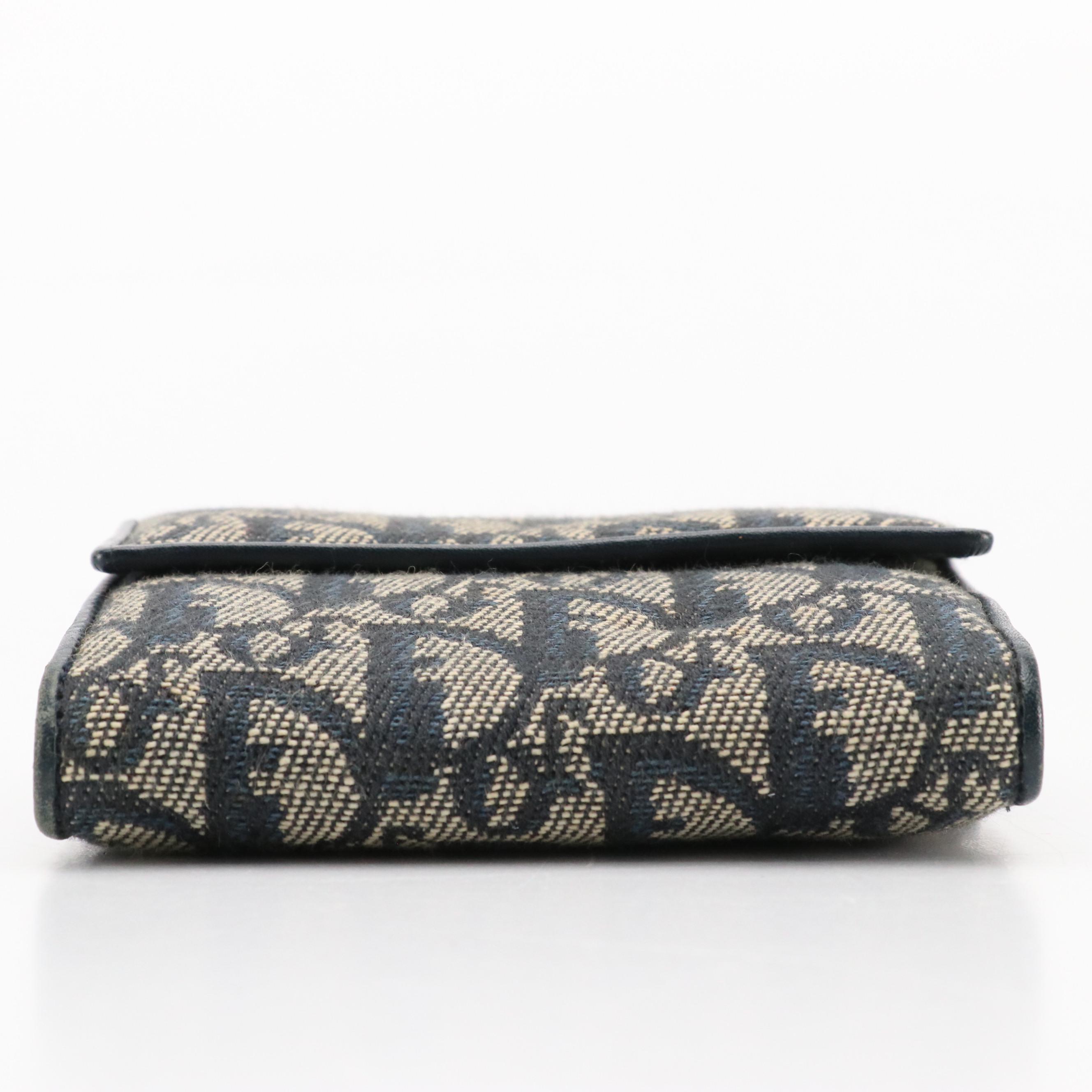 Christian Dior Compact Wallet in Navy Dior Oblique Jacquard Canvas and Leather