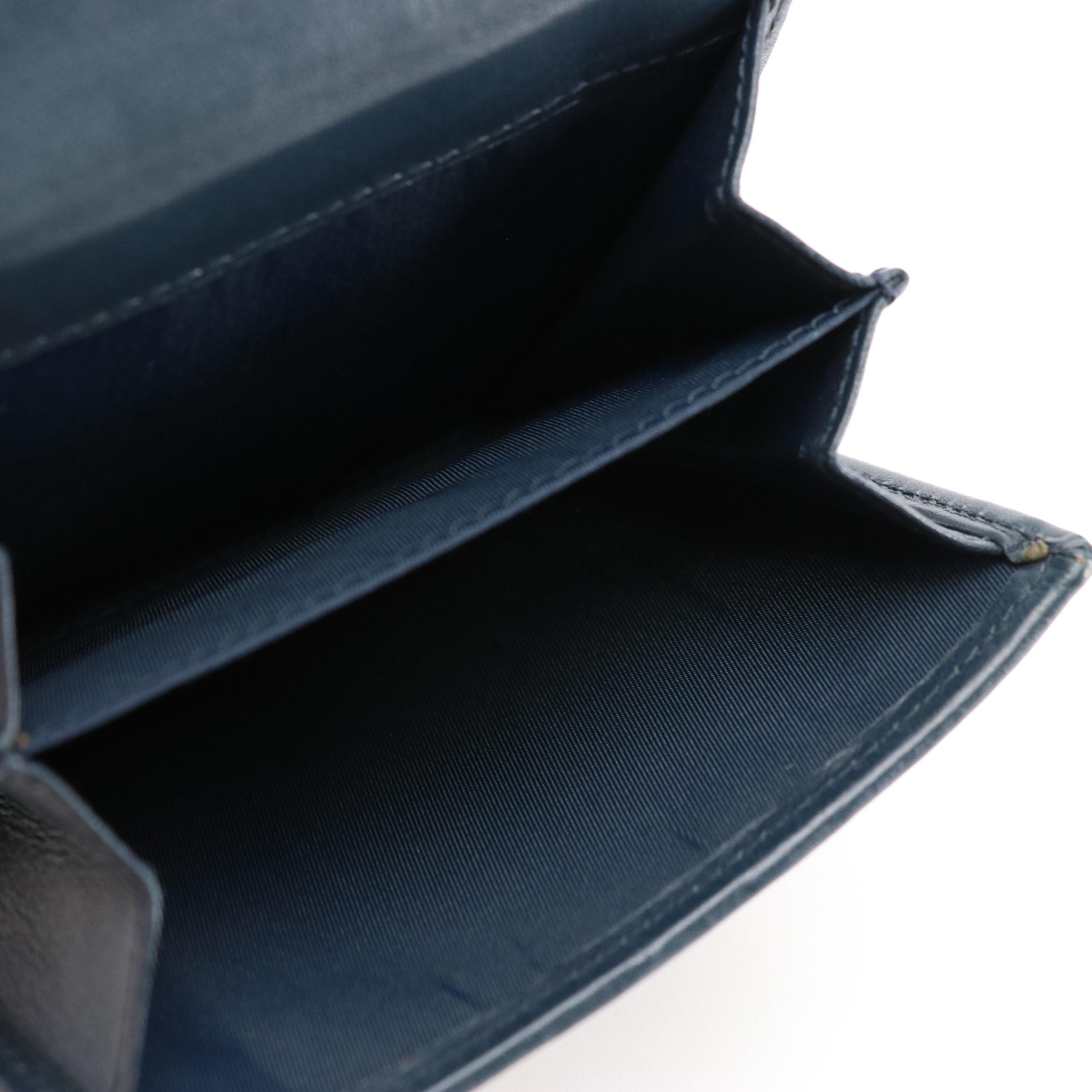 Christian Dior Compact Wallet in Navy Dior Oblique Jacquard Canvas and Leather