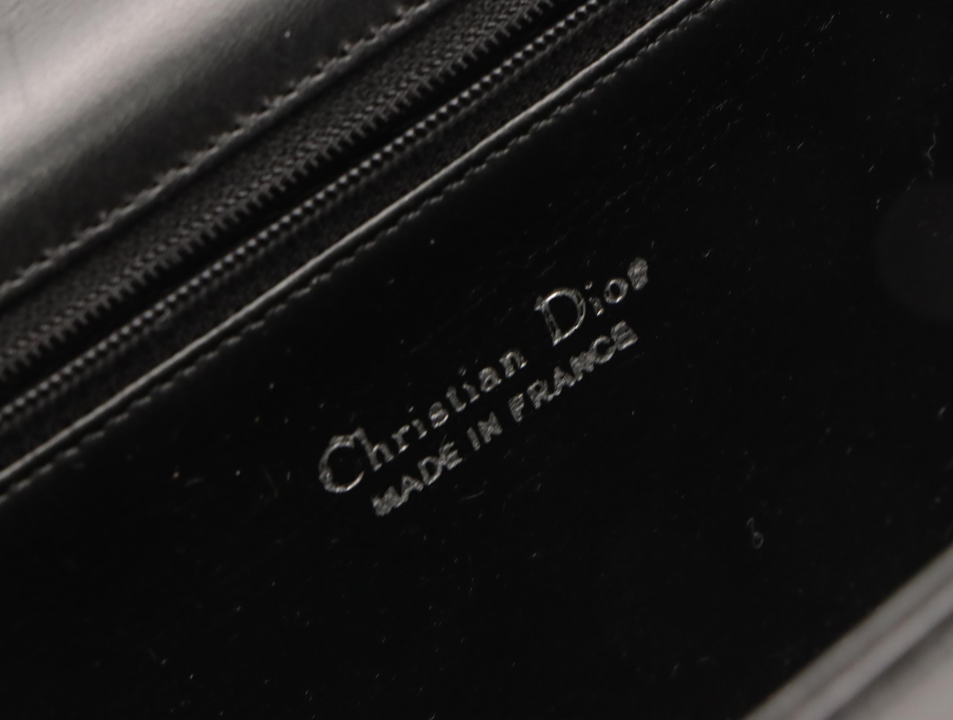 Christian Dior Vintage Black Calfskin Leather Flap-Front Shoulder Bag, With Box