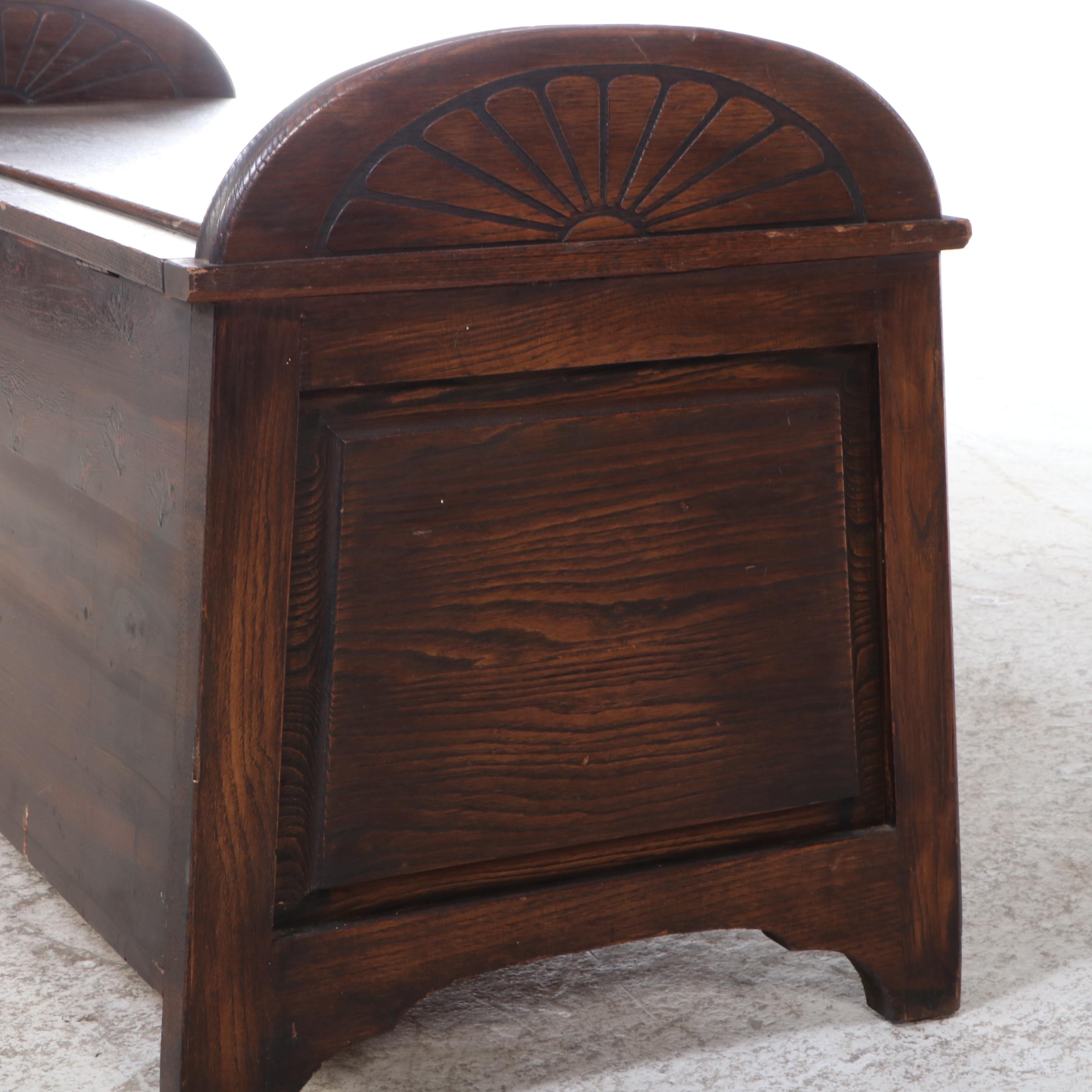 Jacobean Revival Oak and Cedar Blanket Chest, Circa 1930