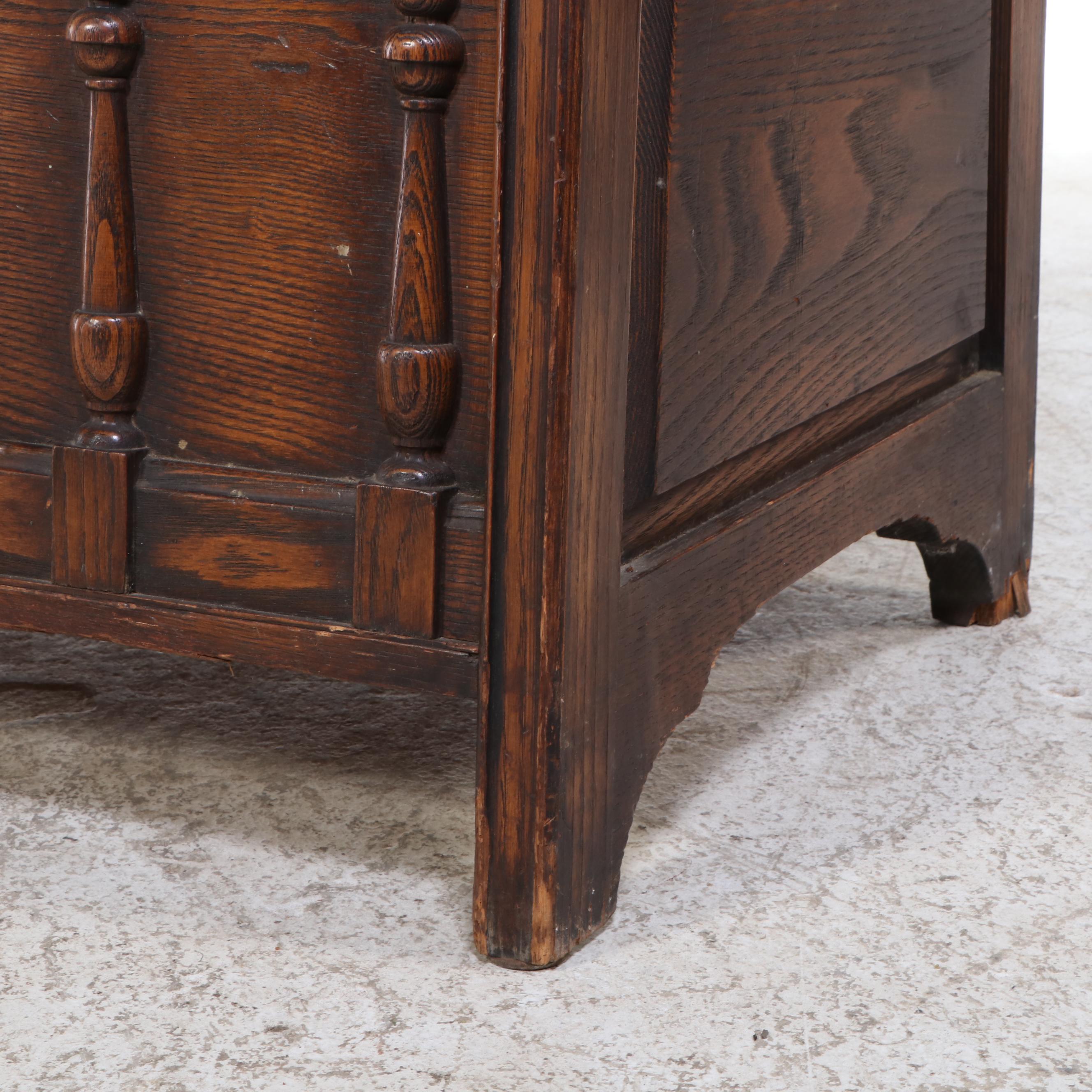 Jacobean Revival Oak and Cedar Blanket Chest, Circa 1930