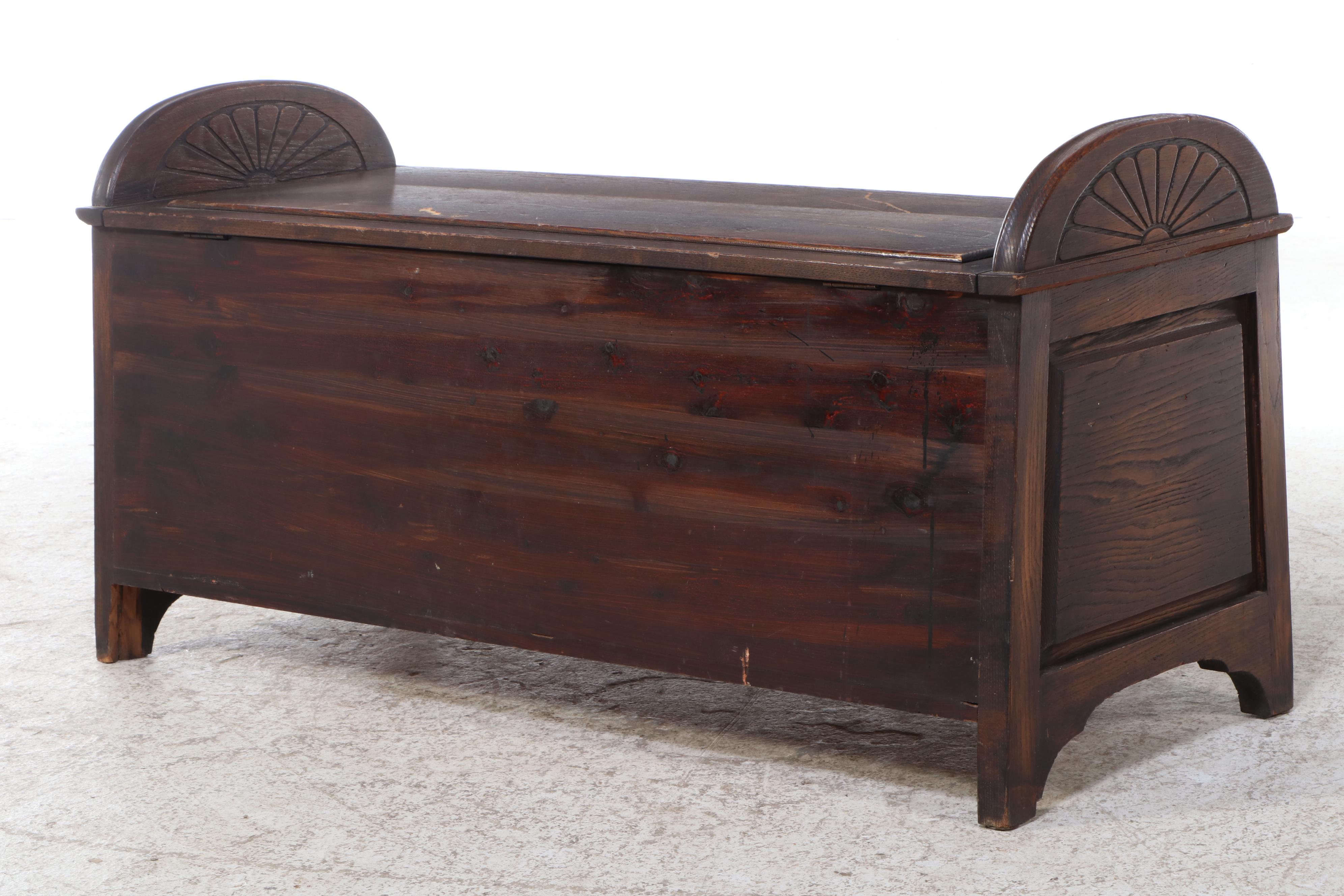 Jacobean Revival Oak and Cedar Blanket Chest, Circa 1930