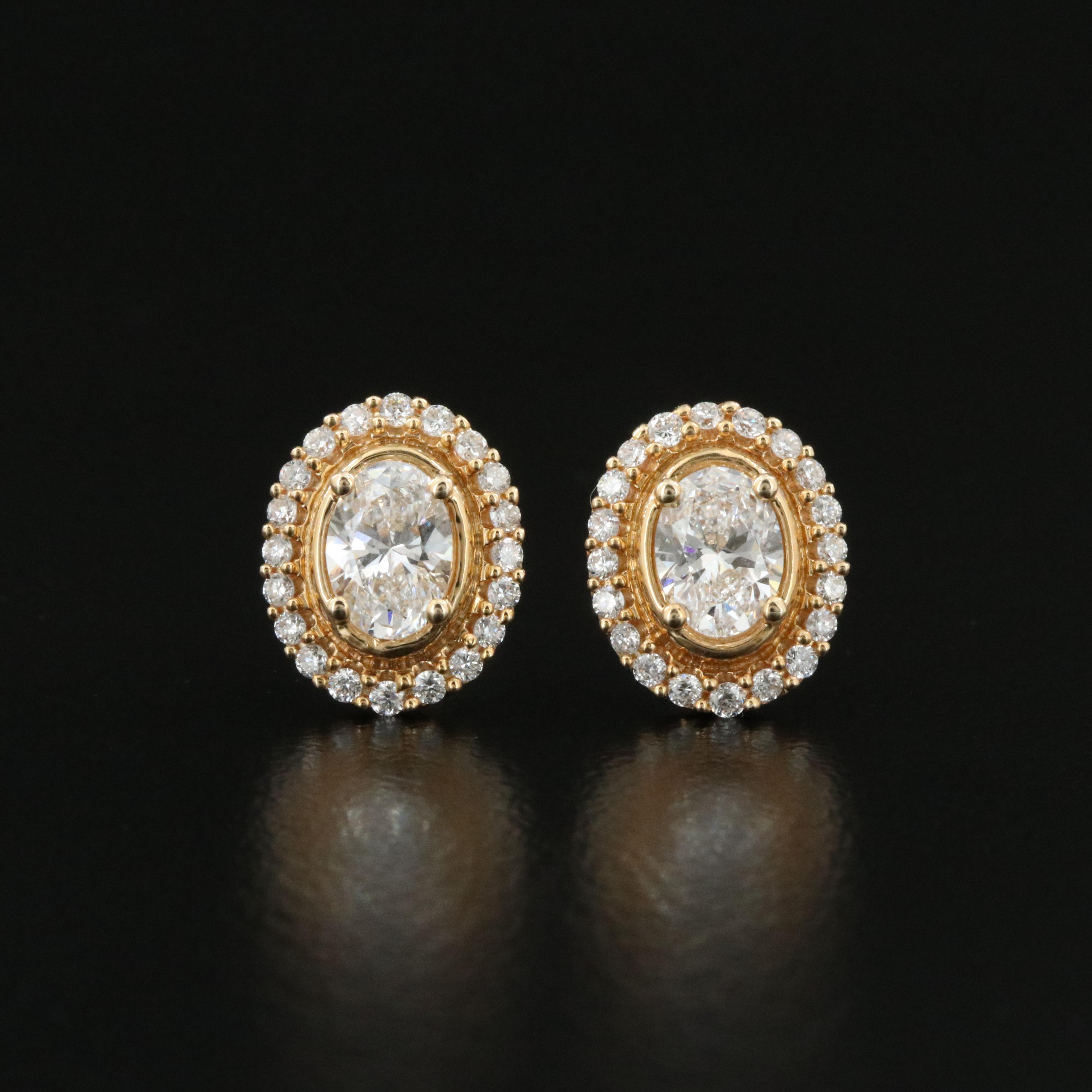 14K 1.00 CTW Lab Grown Diamond Oval Earrings