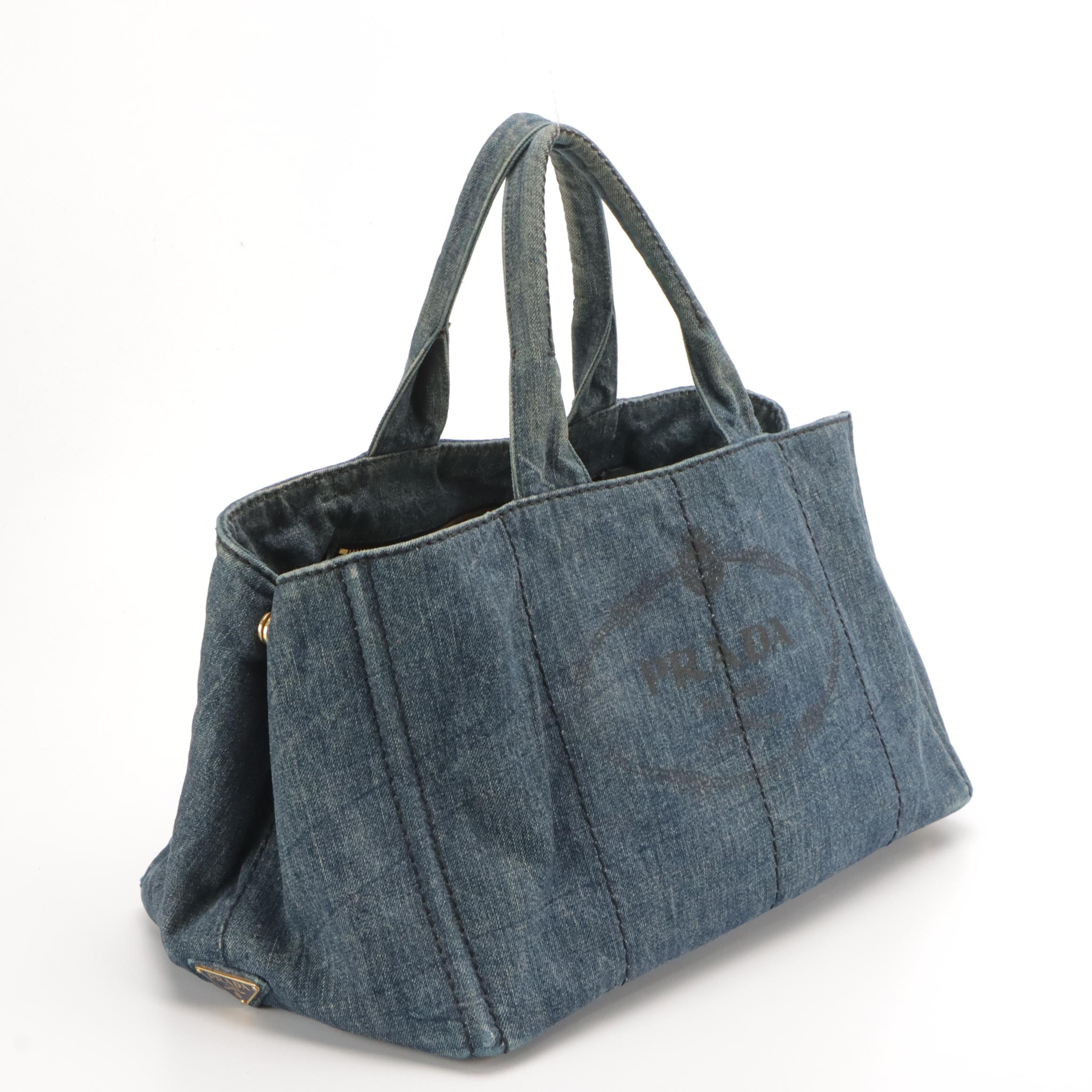 Prada Large Canapa Denim Tote Bag