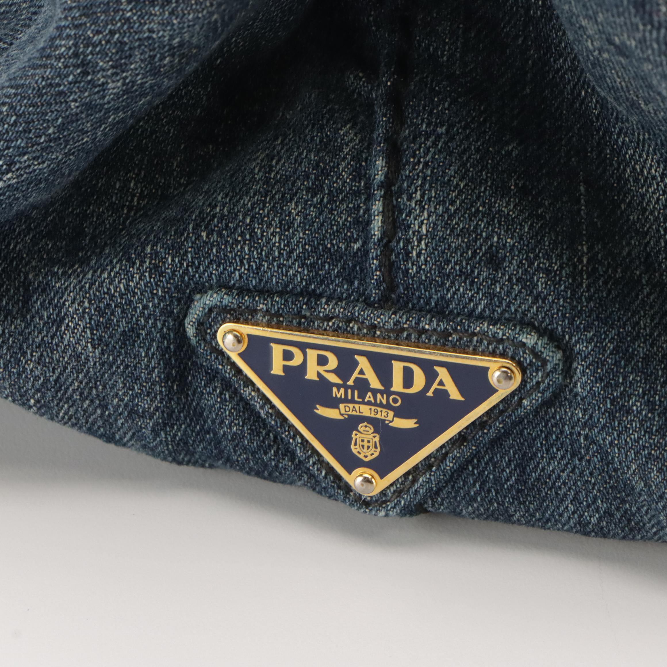 Prada Large Canapa Denim Tote Bag