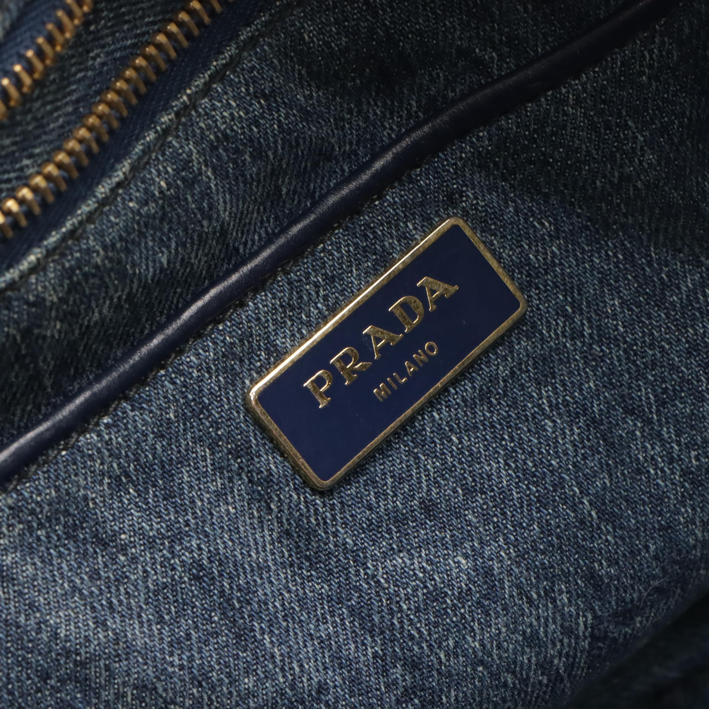 Prada Large Canapa Denim Tote Bag