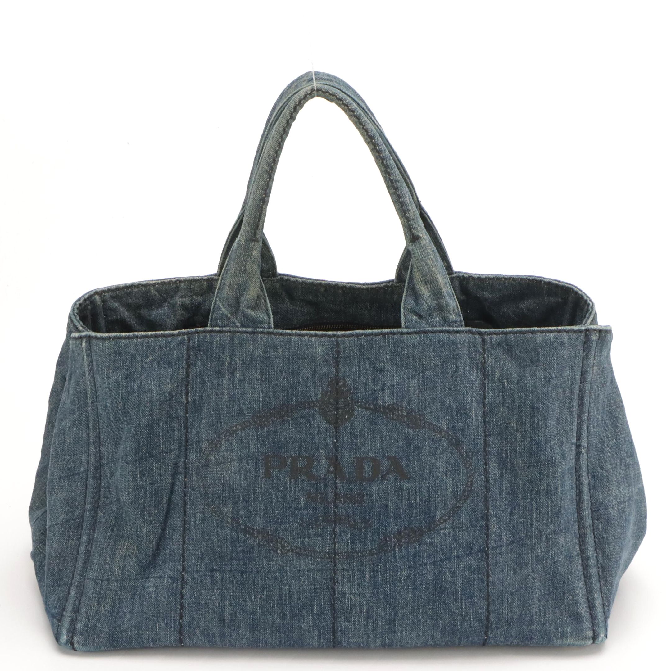 Prada Large Canapa Denim Tote Bag