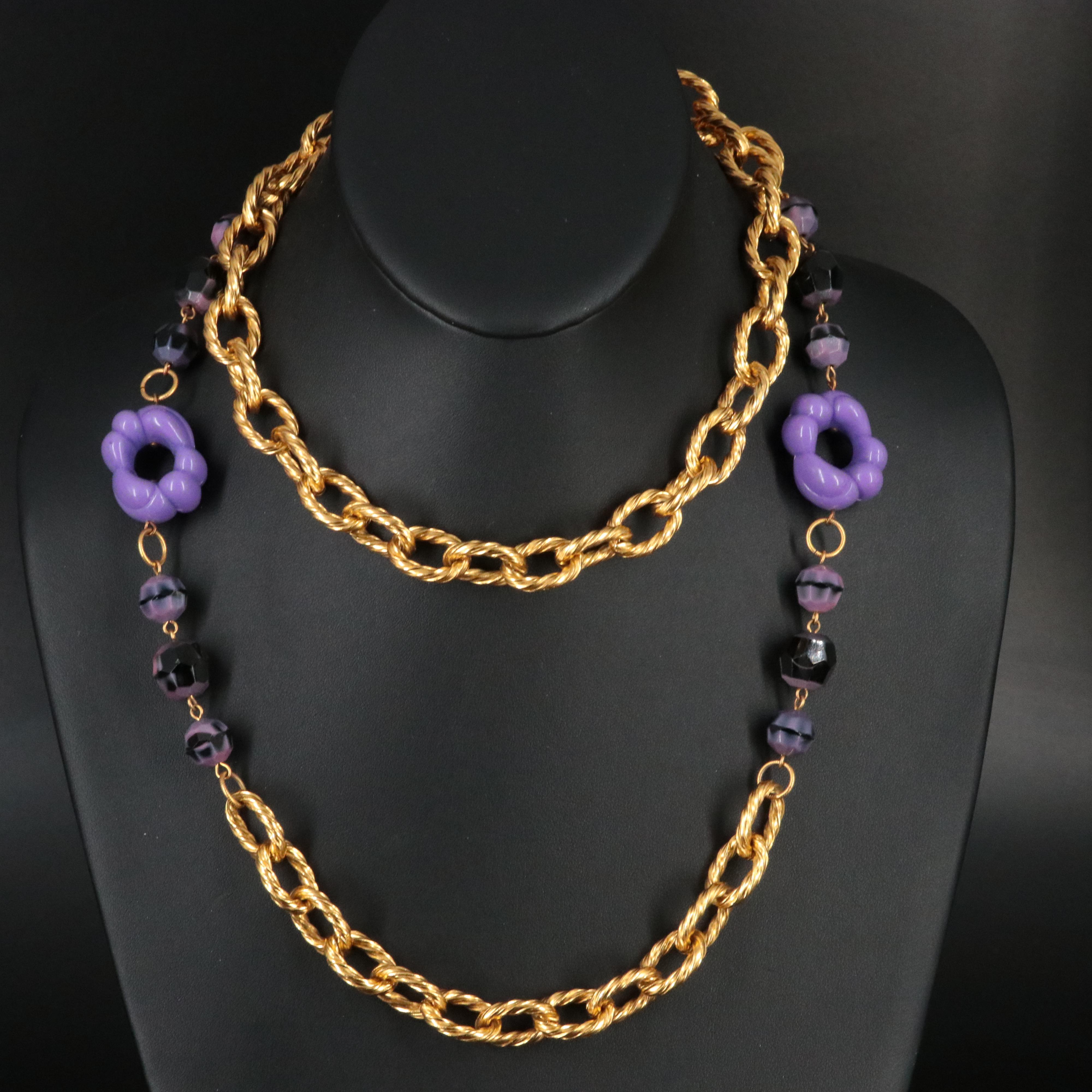 Glass and Plastic Beaded Gold-Tone Necklace