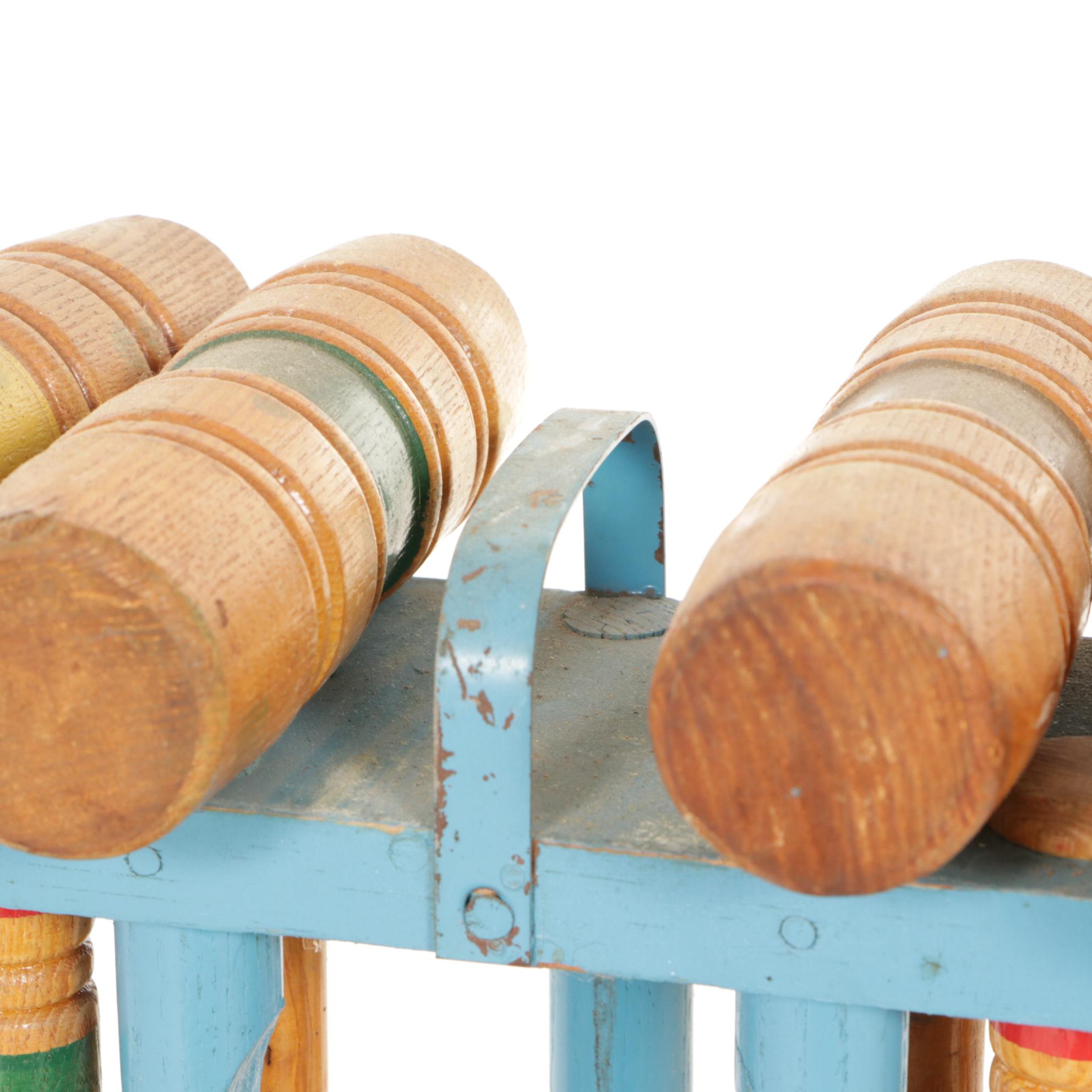 Wooden Lawn Croquet Set, Mid to Late 20th Century