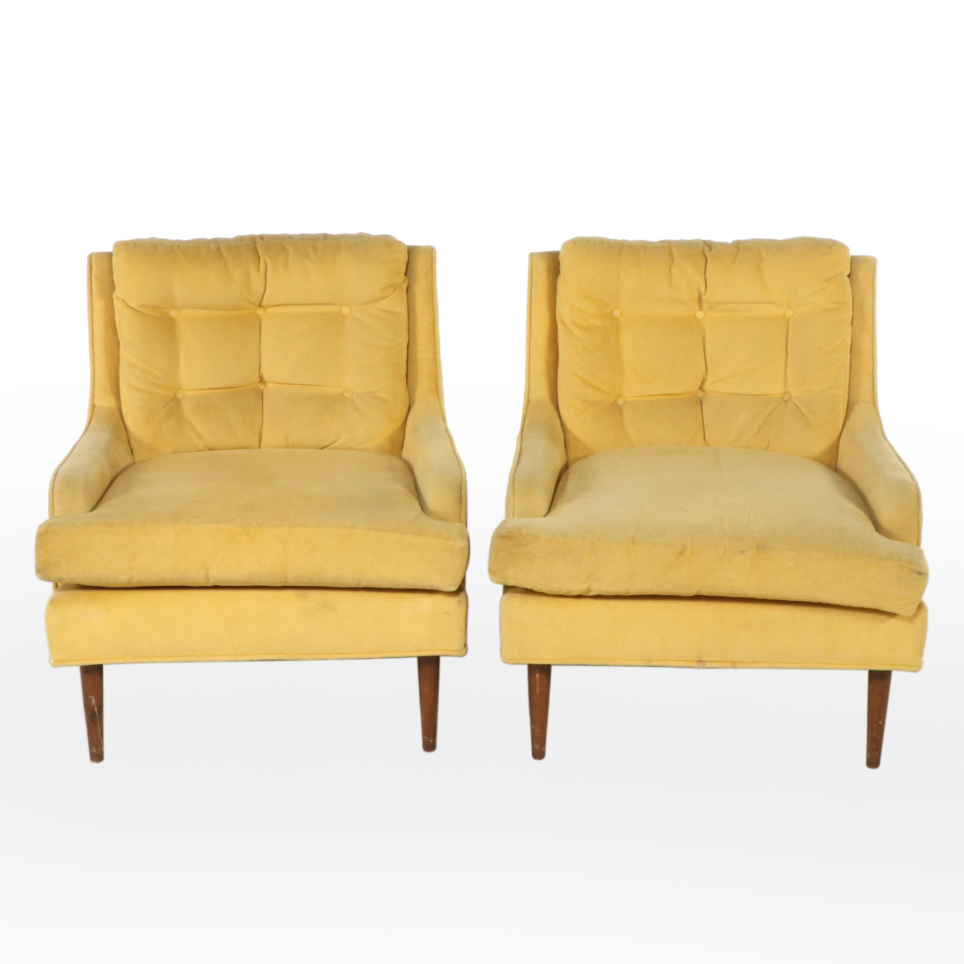 Pair of Mid Century Modern Buttoned-Down Lounge Chairs