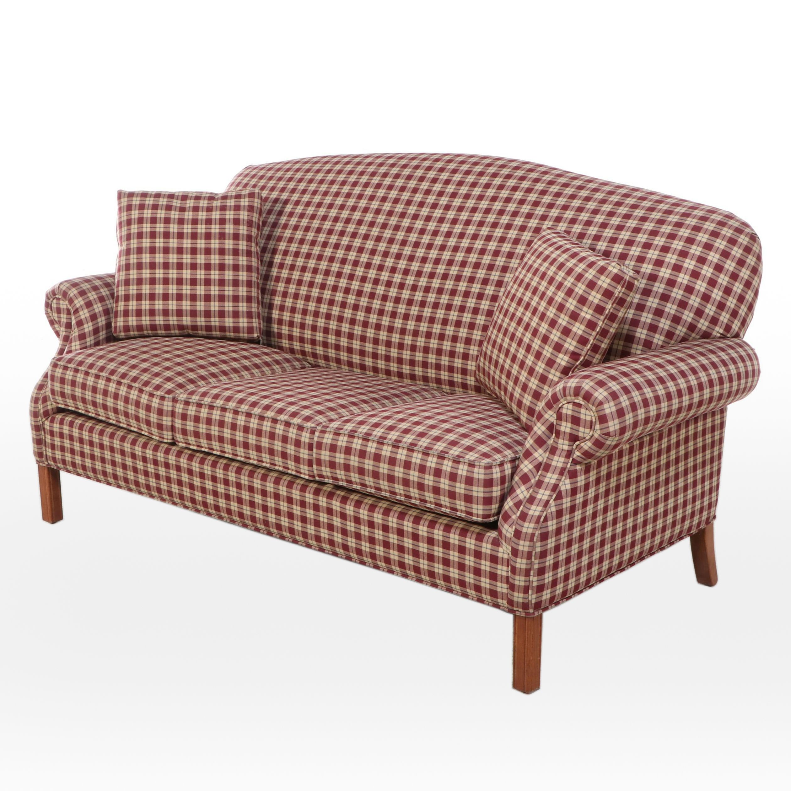Lancer Inc. Ash and Plaid-Upholstered Roll-Arm Sofa
