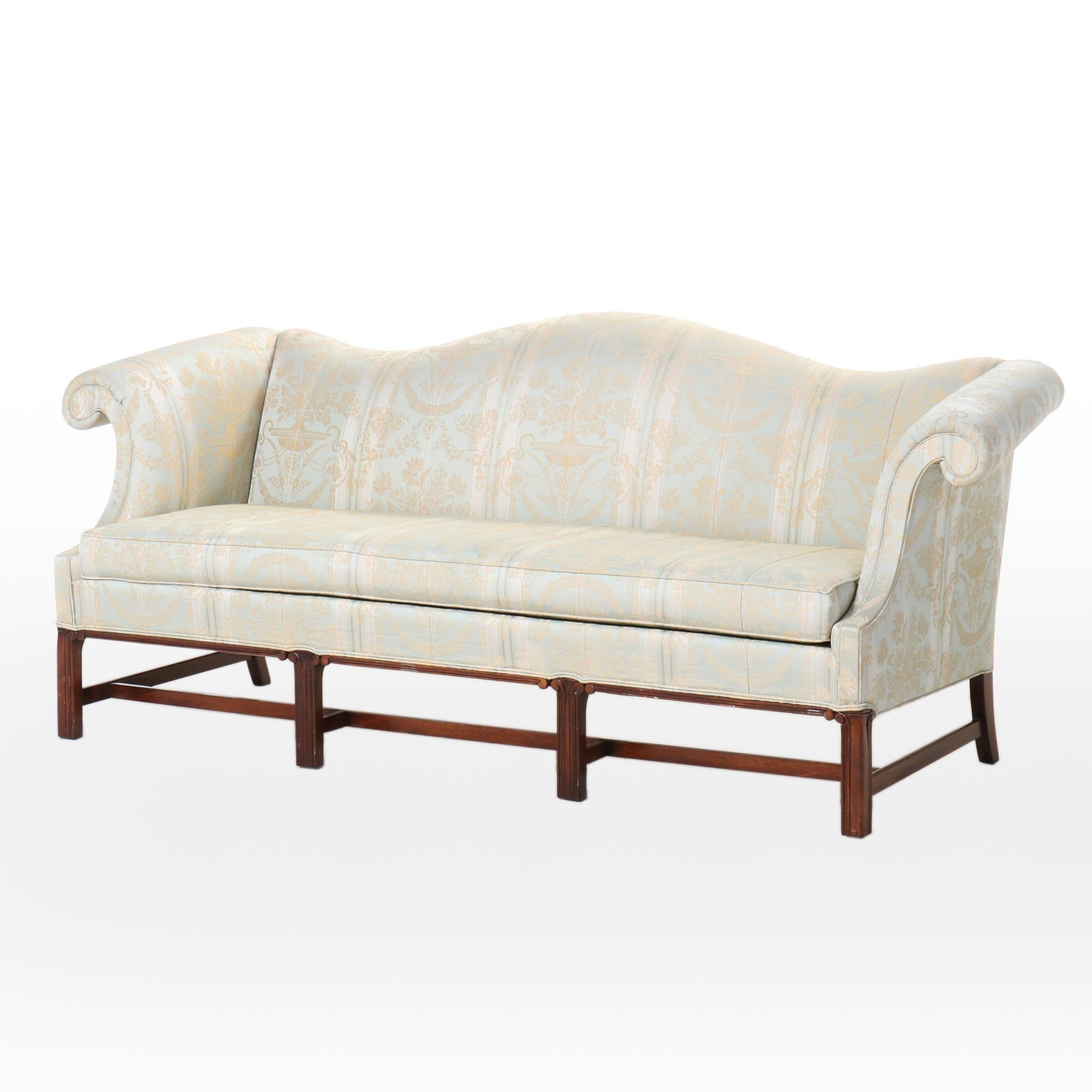 Hickory Chair Chippendale Style Roll Arm Sofa, Mid to Late 20th Century