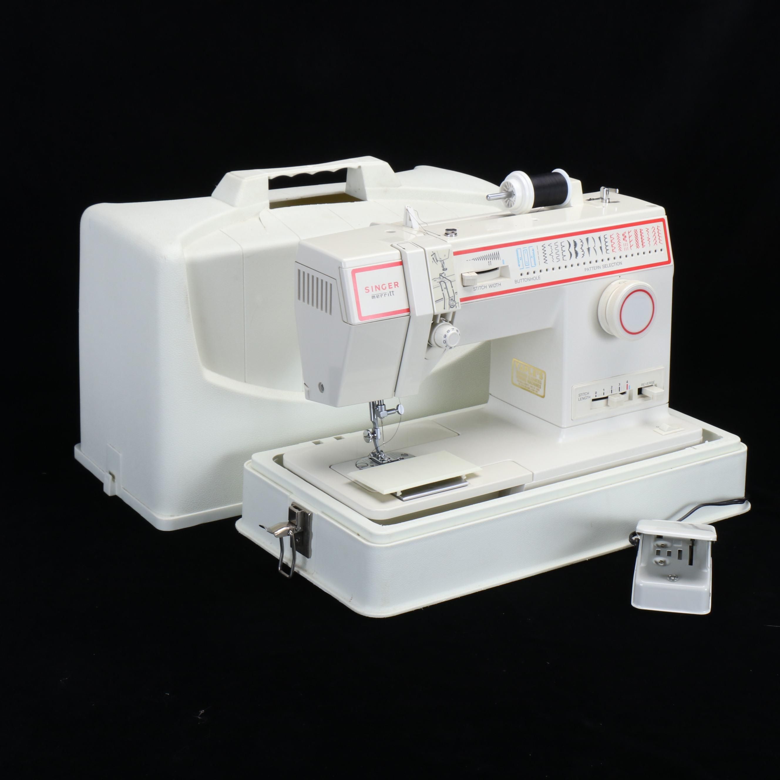 Singer Merritt Portable Electric Sewing Machine & Case, Late 20th Century