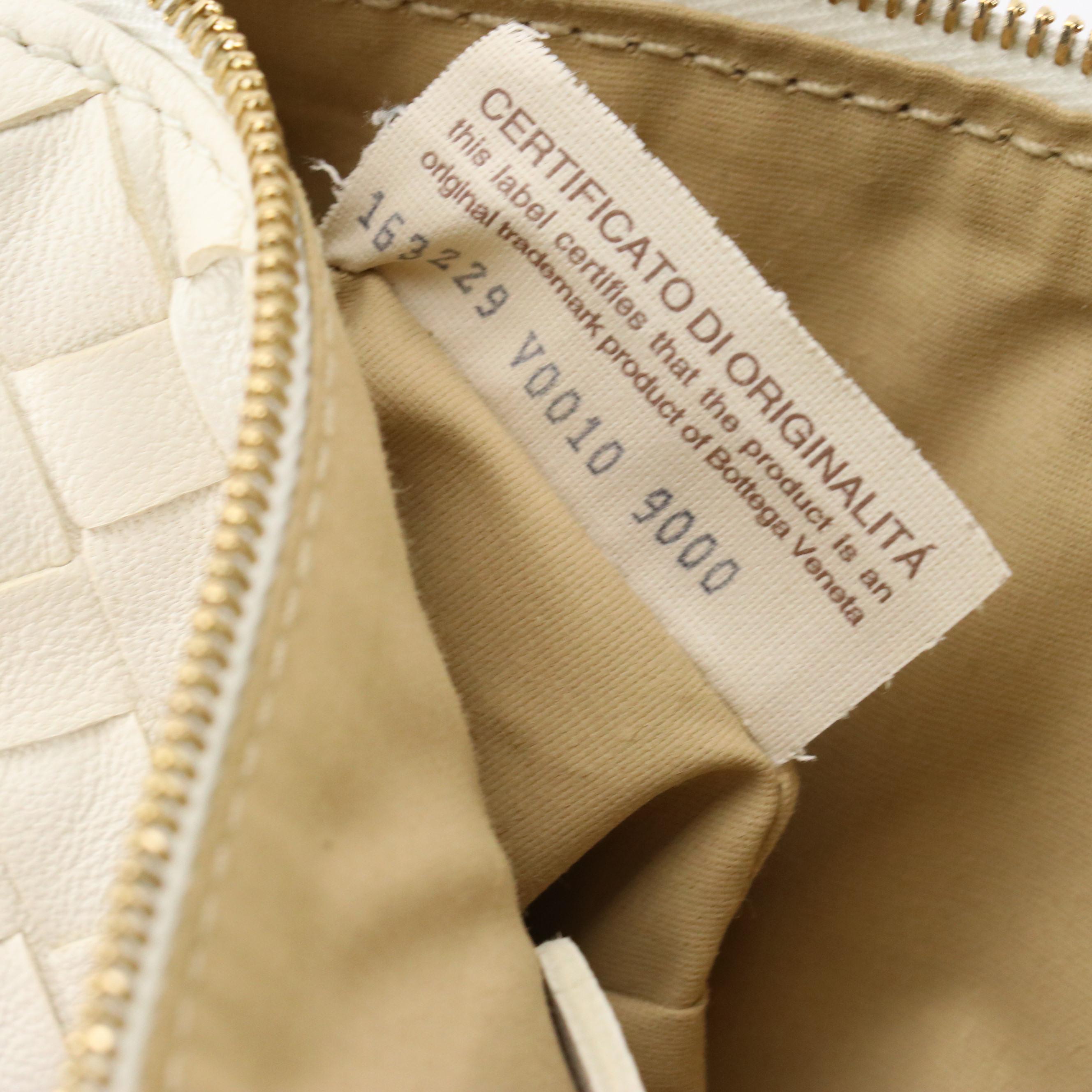 Bottega Veneta White Intrecciato Leather Zip Pouch