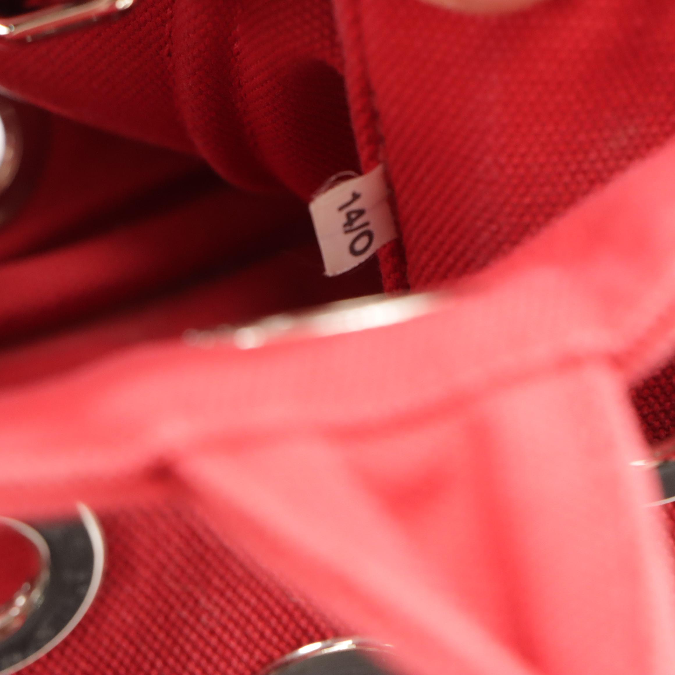 Prada Red Grommet Canapa Canvas Two-Way Tote Bag and Mini Zip-Around Pouch