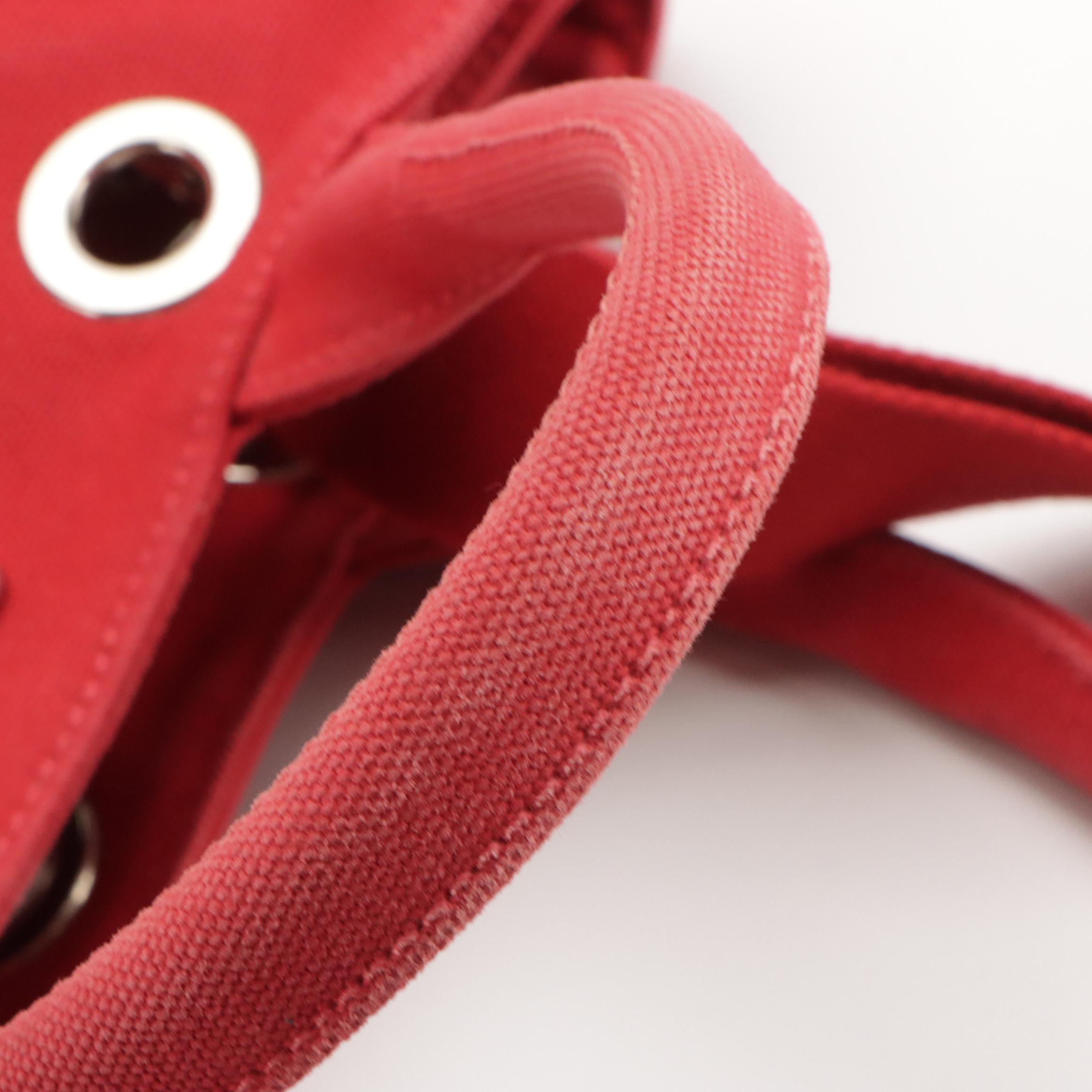 Prada Red Grommet Canapa Canvas Two-Way Tote Bag and Mini Zip-Around Pouch