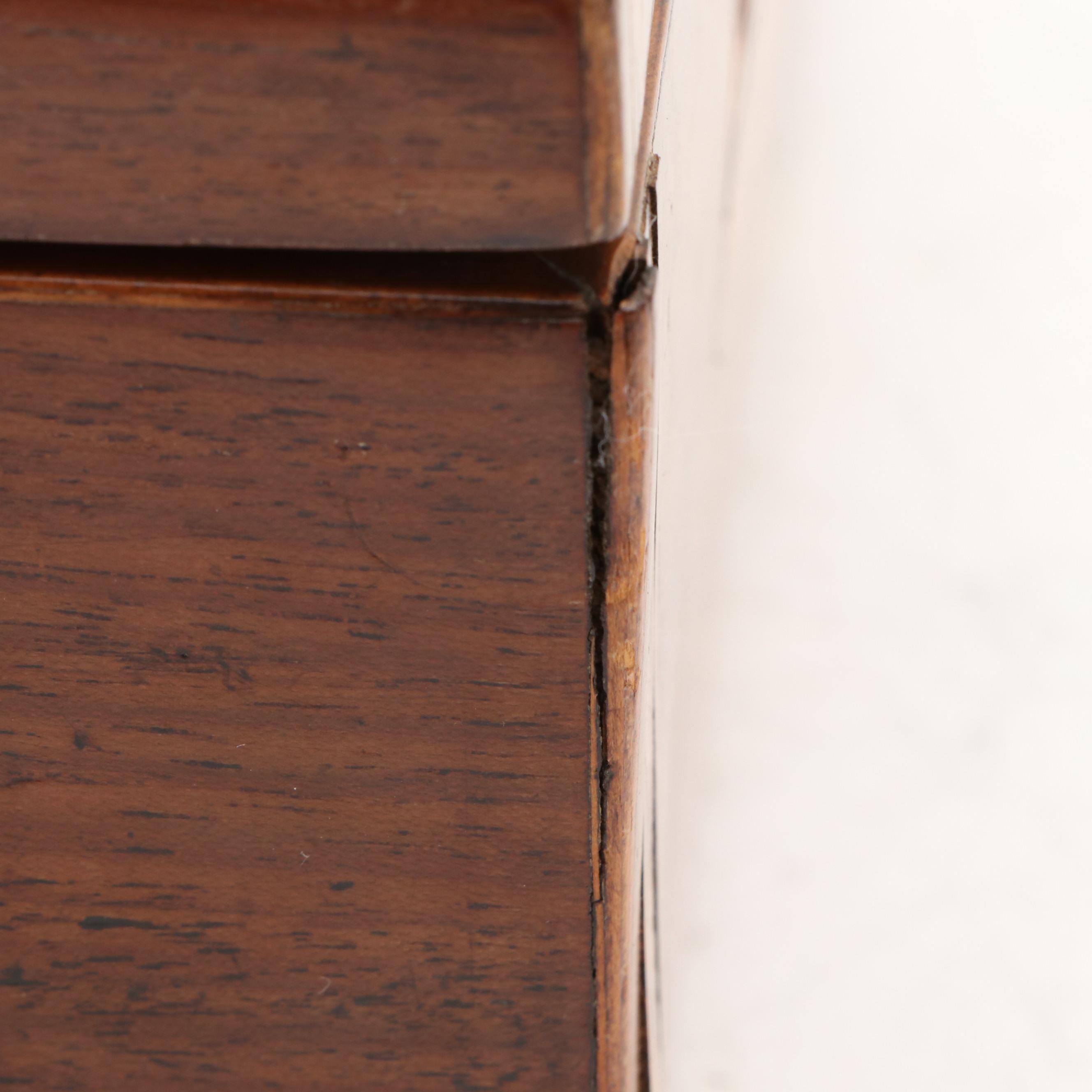 Handmade Marquetry Wood Tea Caddy, Antique