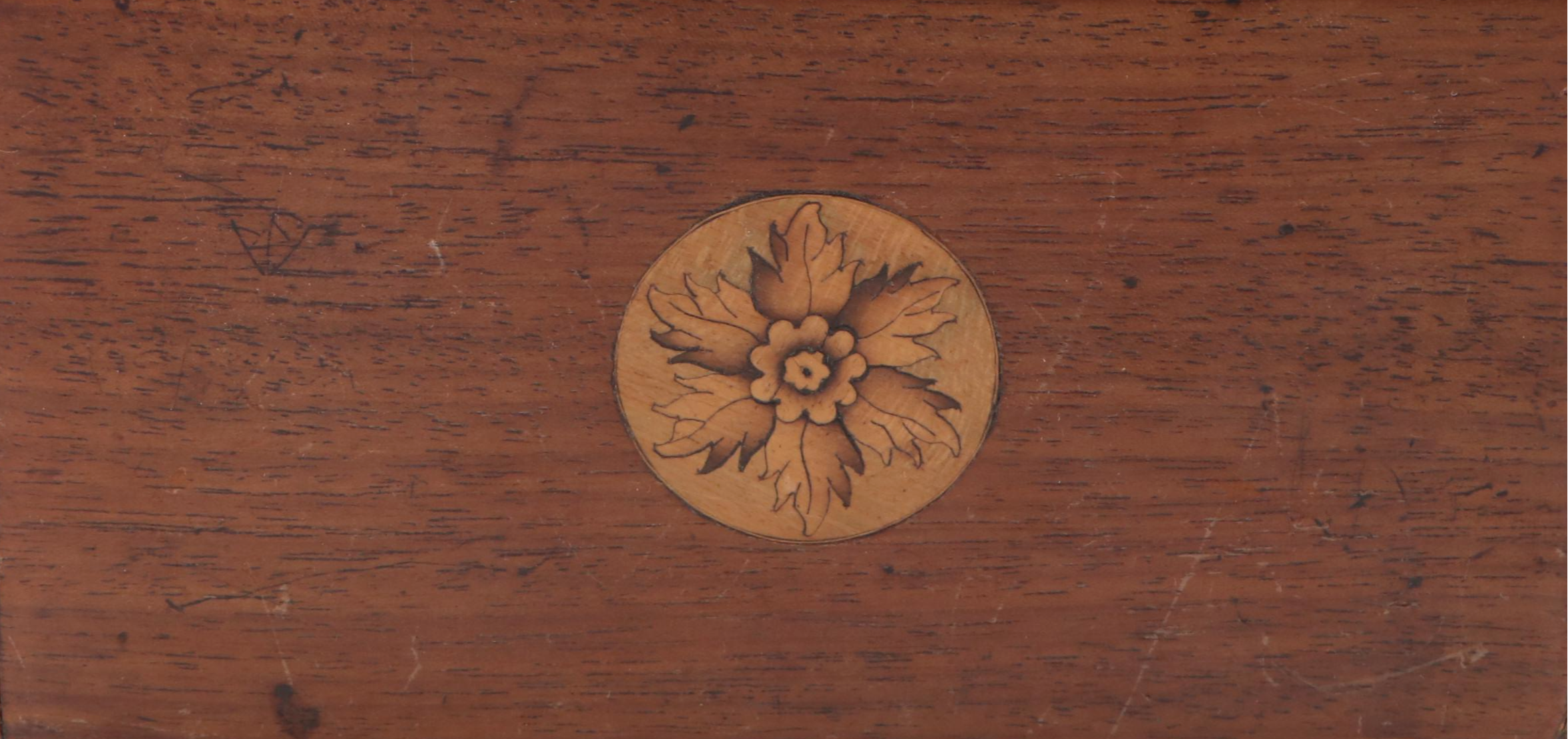 Handmade Marquetry Wood Tea Caddy, Antique