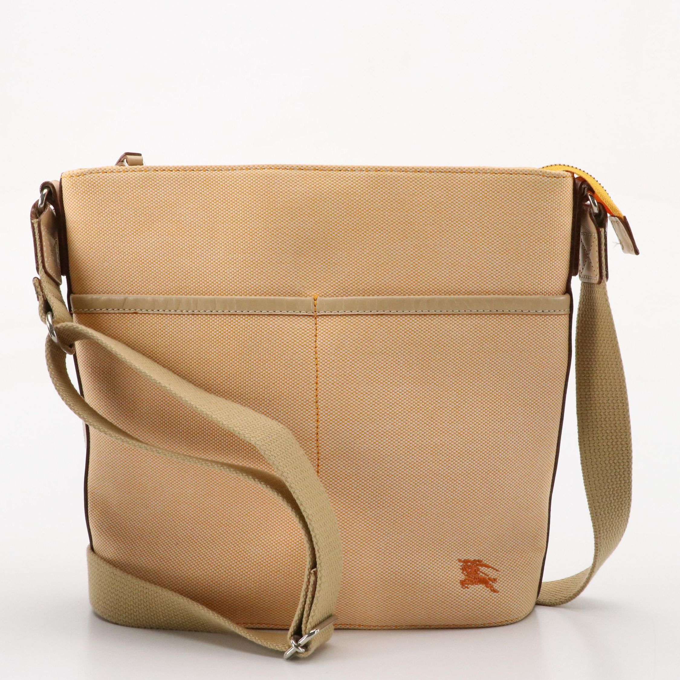 Burberry Blue Label Shoulder Bag in Orange Canvas with Leather Trim