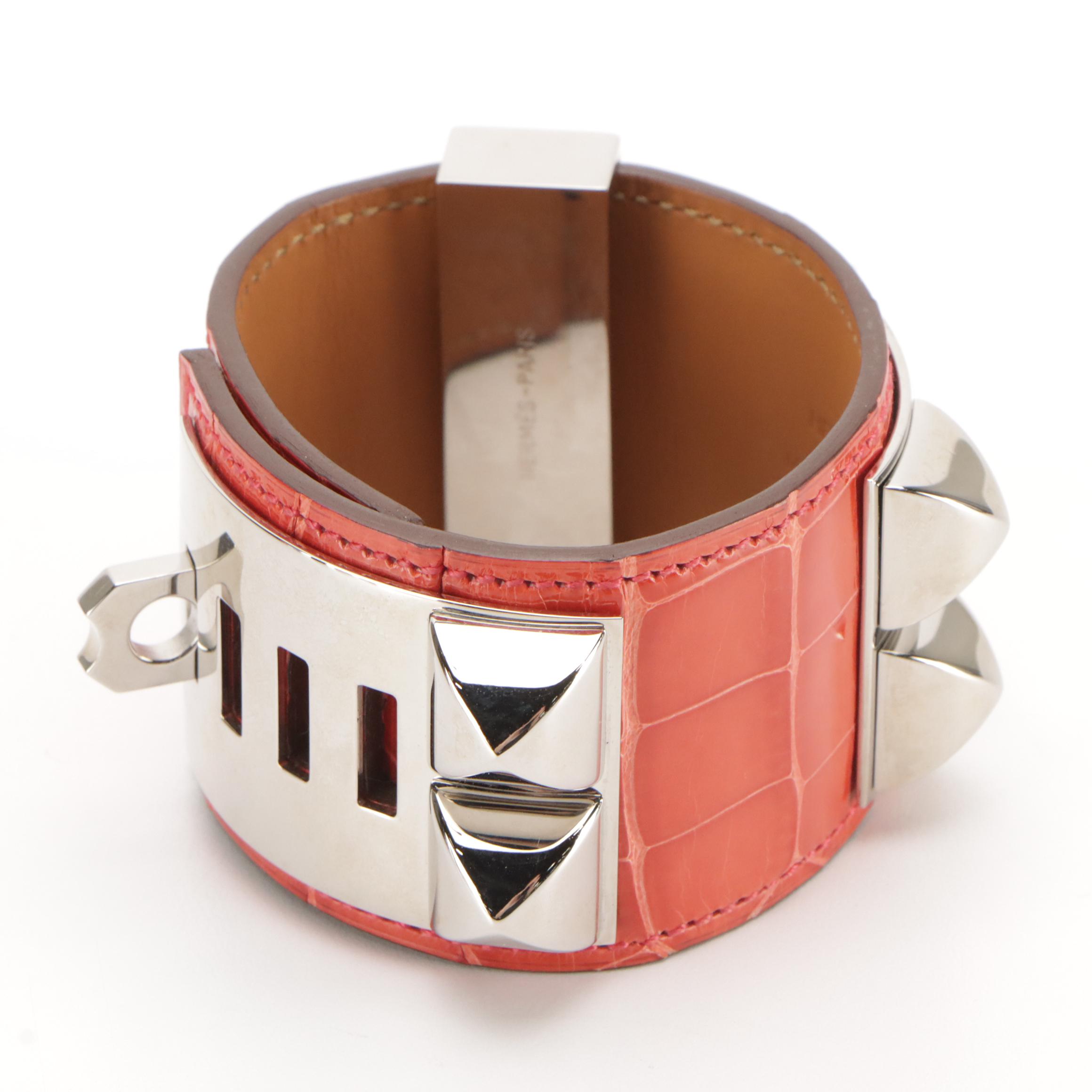 Hermès Collier de Chien Lisse Alligator Skin Bracelet