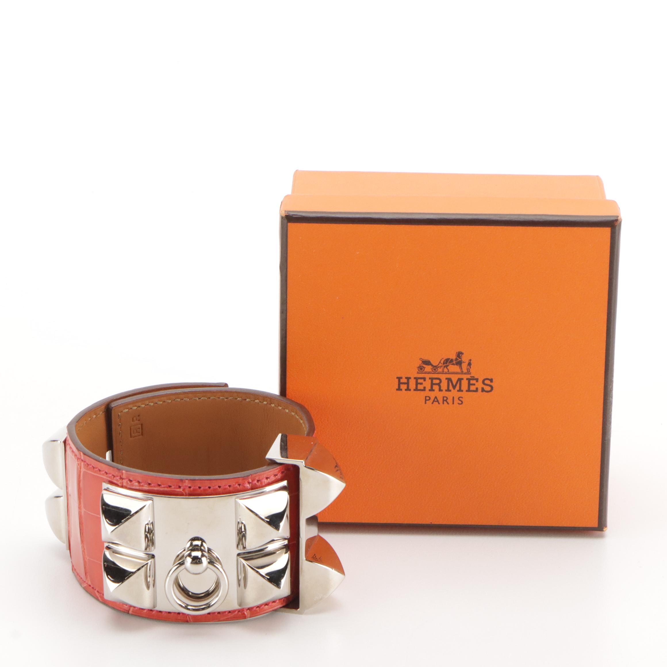Hermès Collier de Chien Lisse Alligator Skin Bracelet