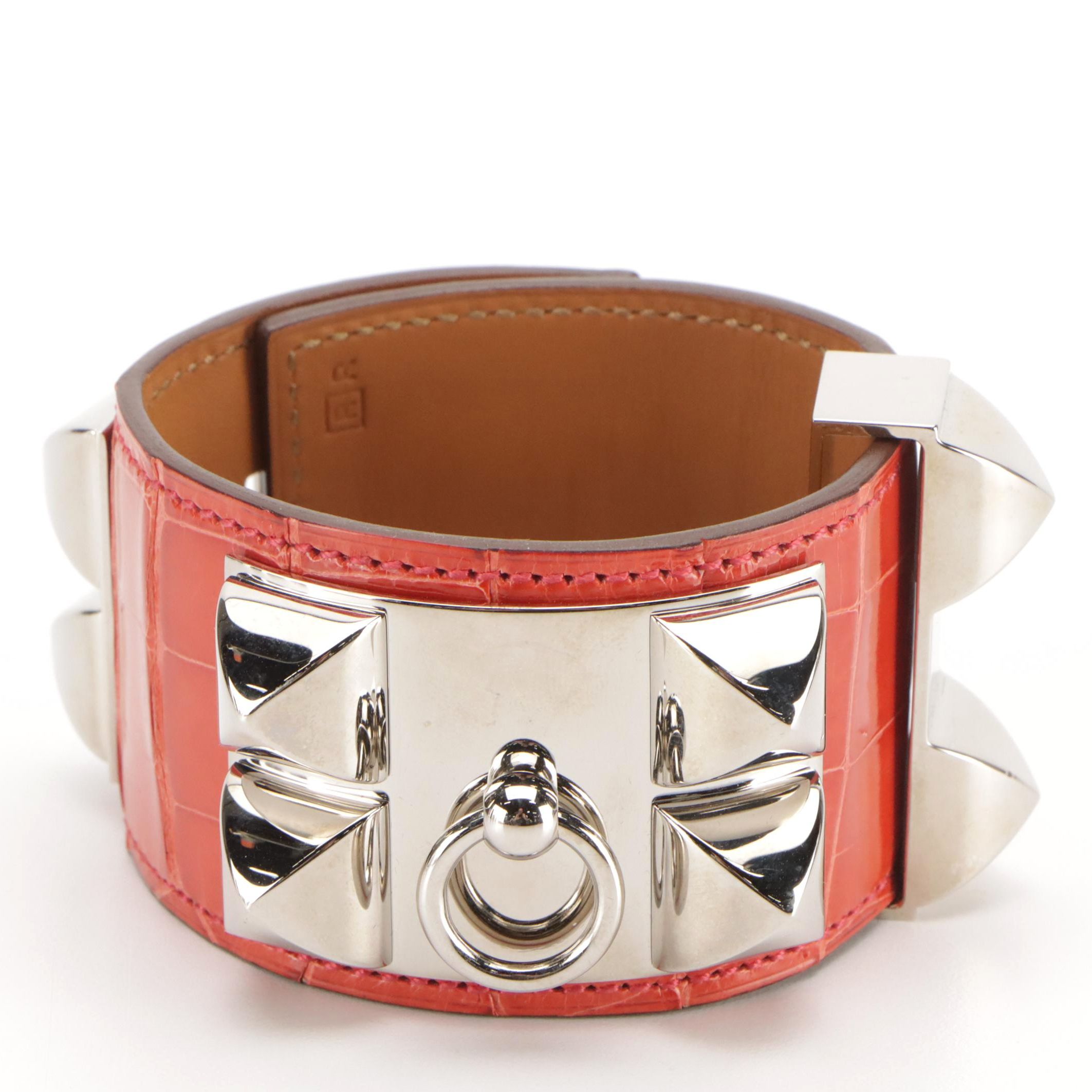 Hermès Collier de Chien Lisse Alligator Skin Bracelet