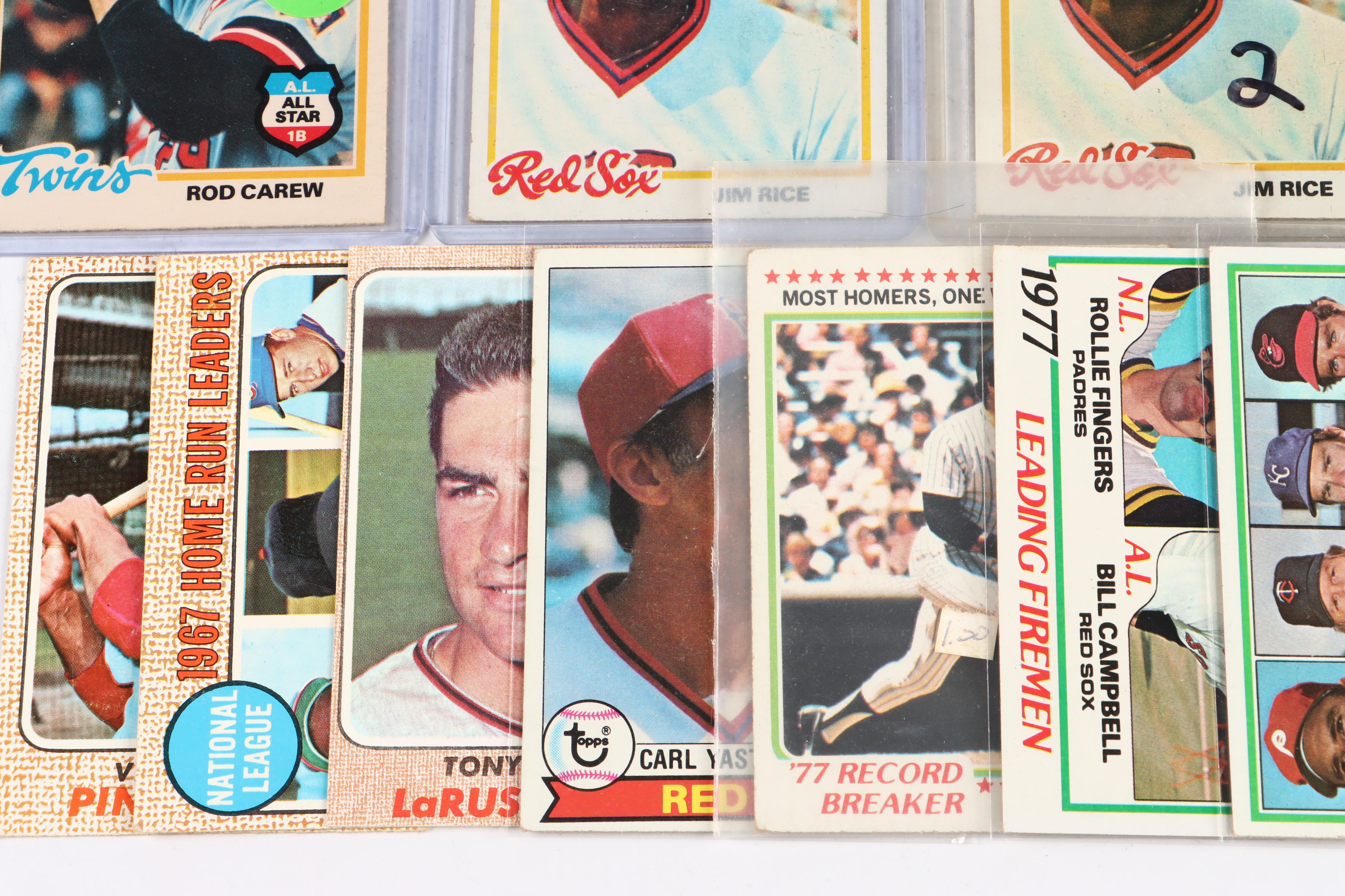 Topps Baseball Cards Featuring Reggie Jackson, Hank Aaron, and More, 1960s-1970s